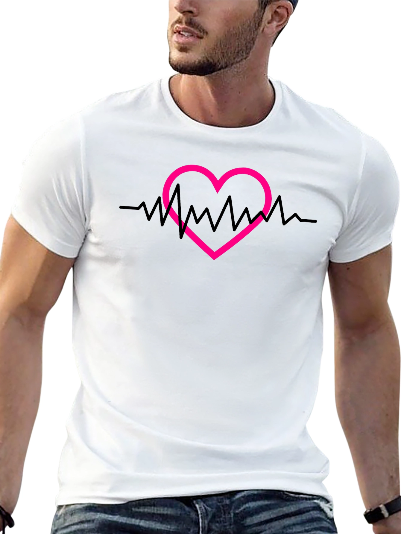Heartbeat Heart Graphic Tee - Black