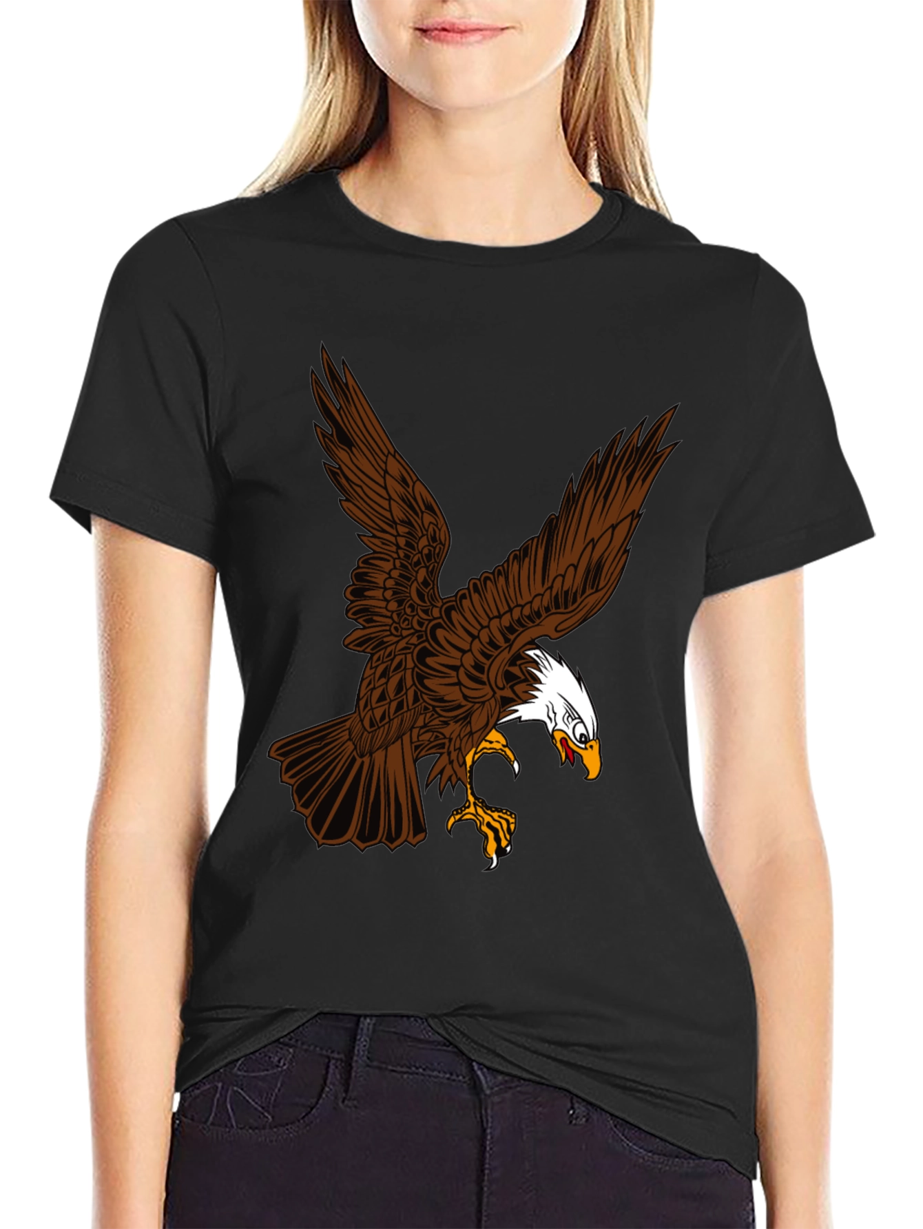 Eagle Graphic Print Black T-Shirt