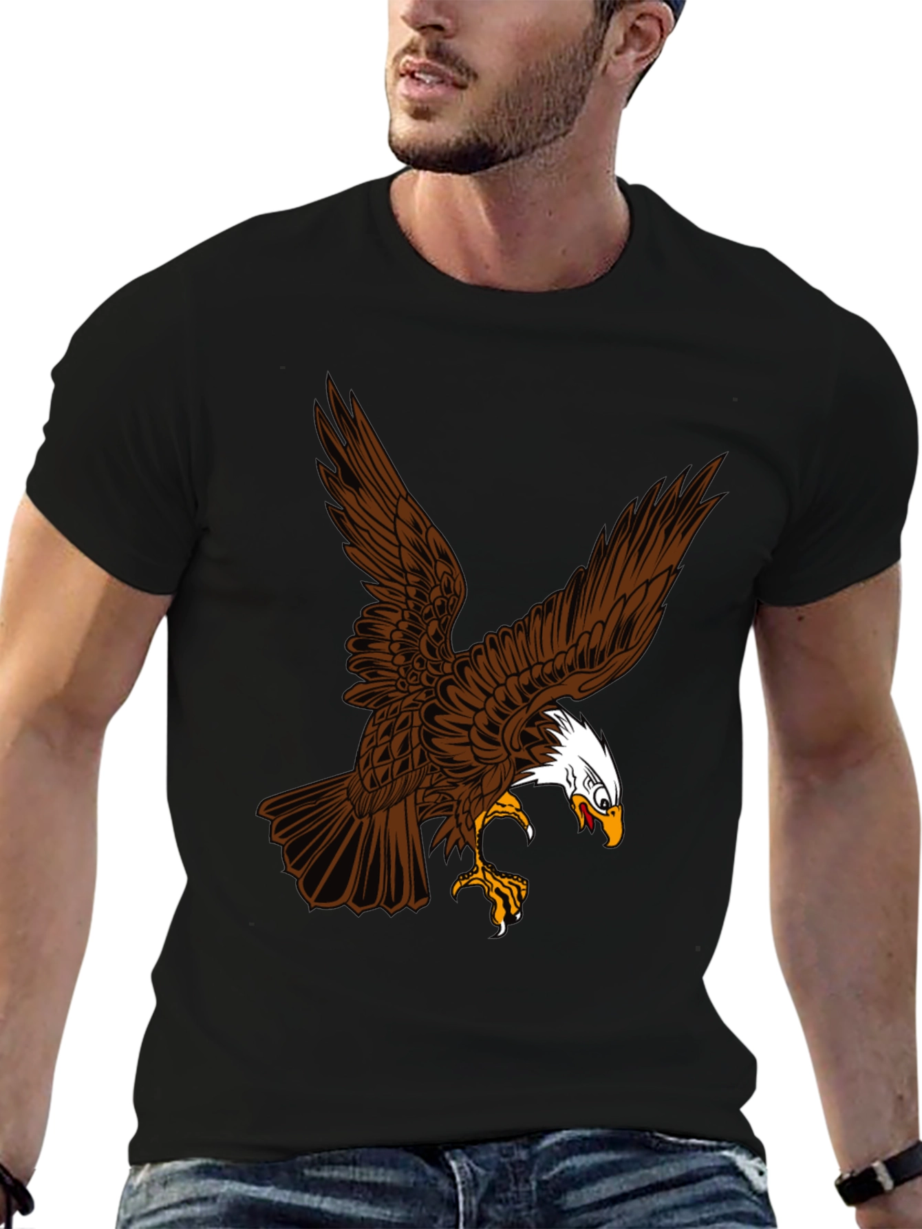 Eagle Graphic Print Black T-Shirt