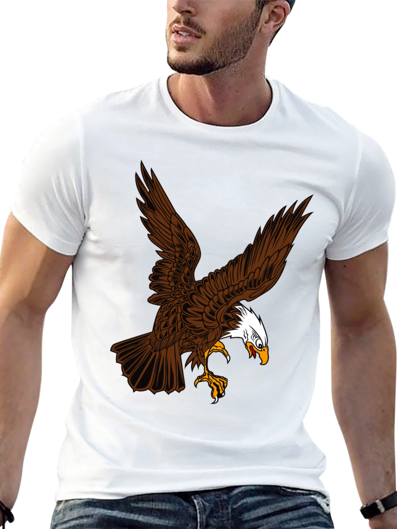 Eagle Graphic Print Black T-Shirt