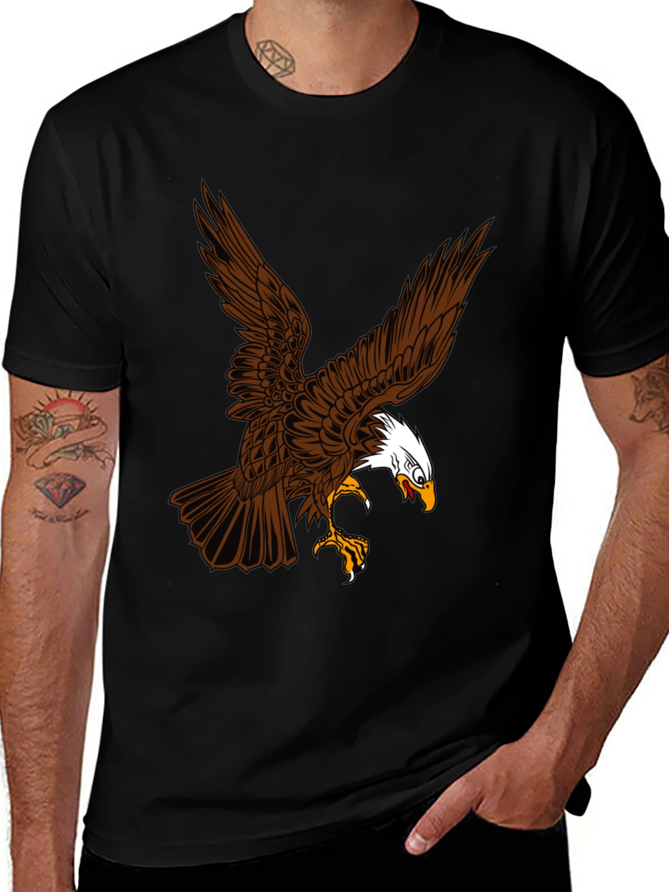 Eagle Graphic Print Black T-Shirt