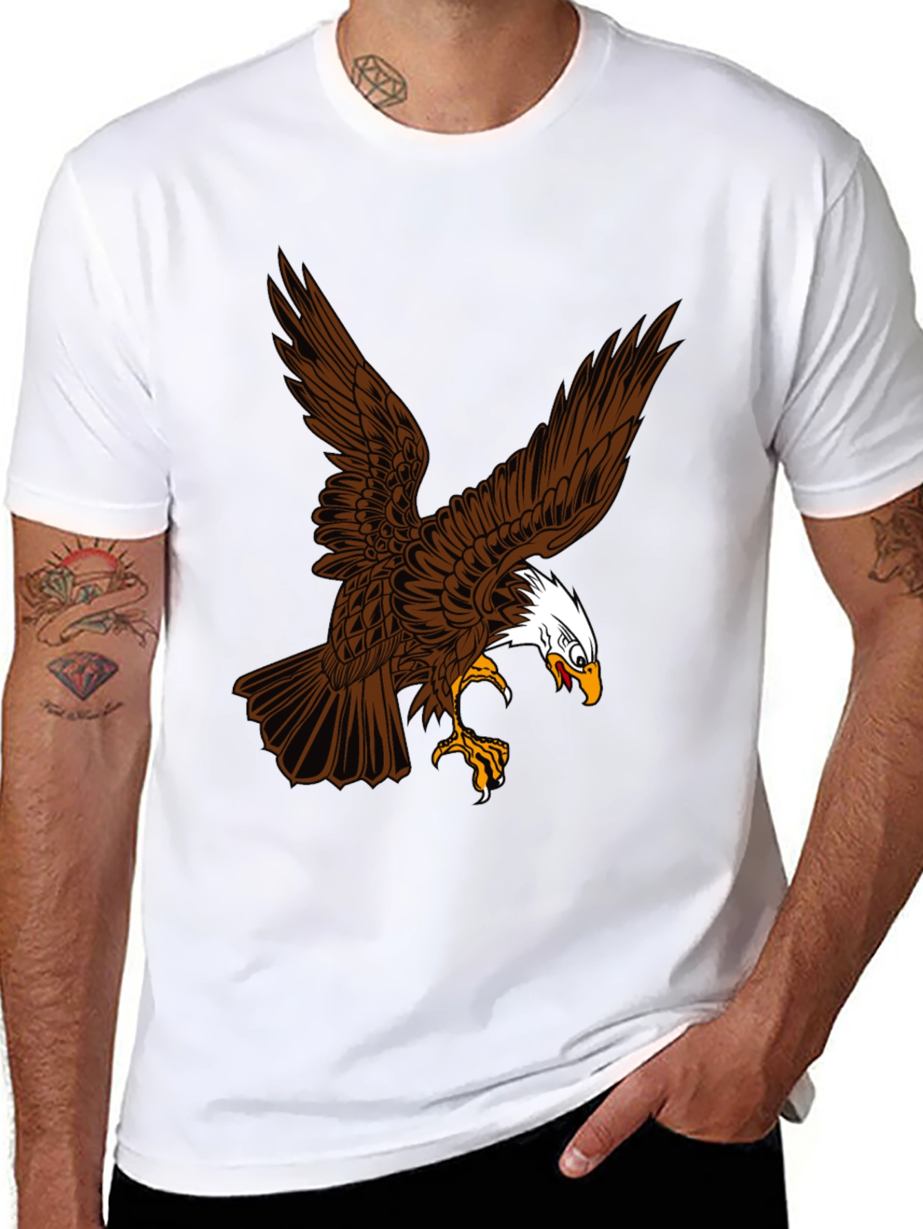 Eagle Graphic Print Black T-Shirt