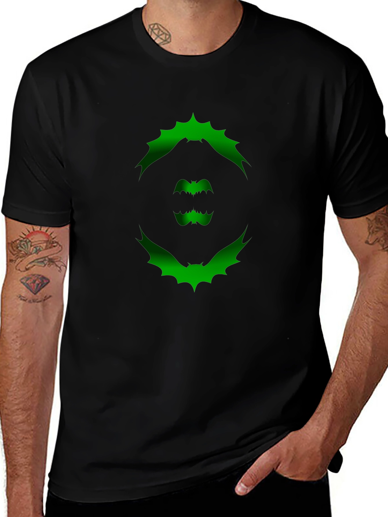 Bat Graphic Print T-Shirt - Unique Halloween Design