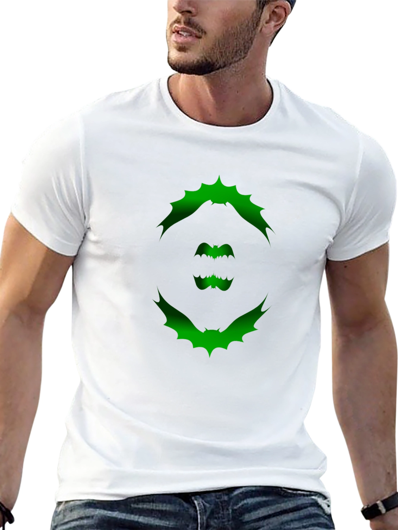 Bat Graphic Print T-Shirt - Unique Halloween Design
