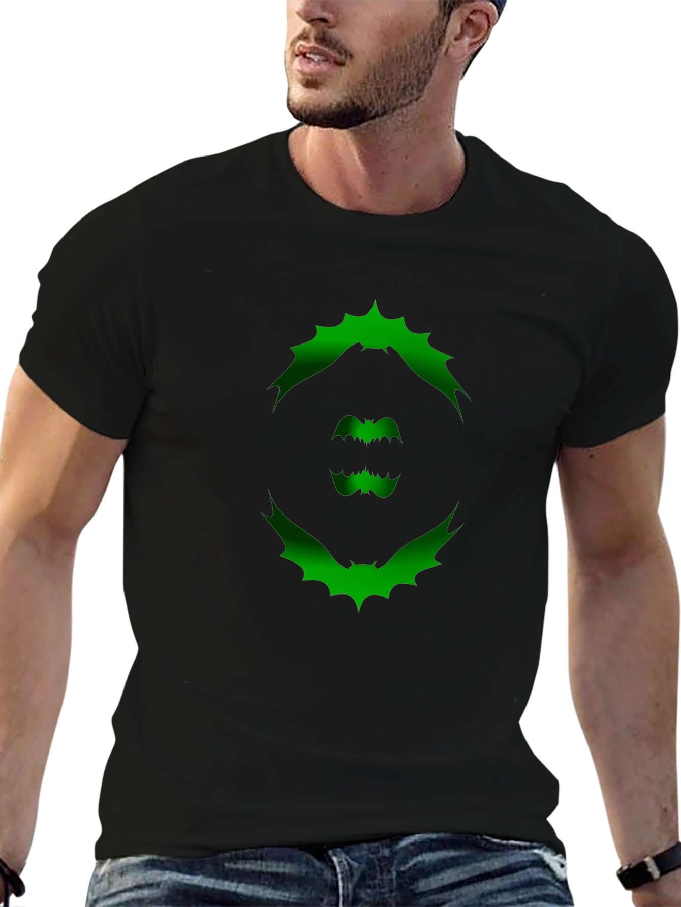 Bat Graphic Print T-Shirt - Unique Halloween Design
