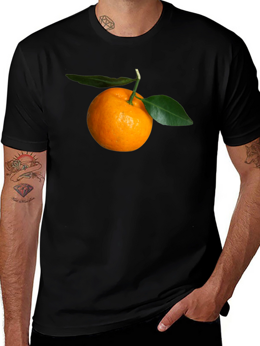 Orange Fruit Graphic Black T-Shirt