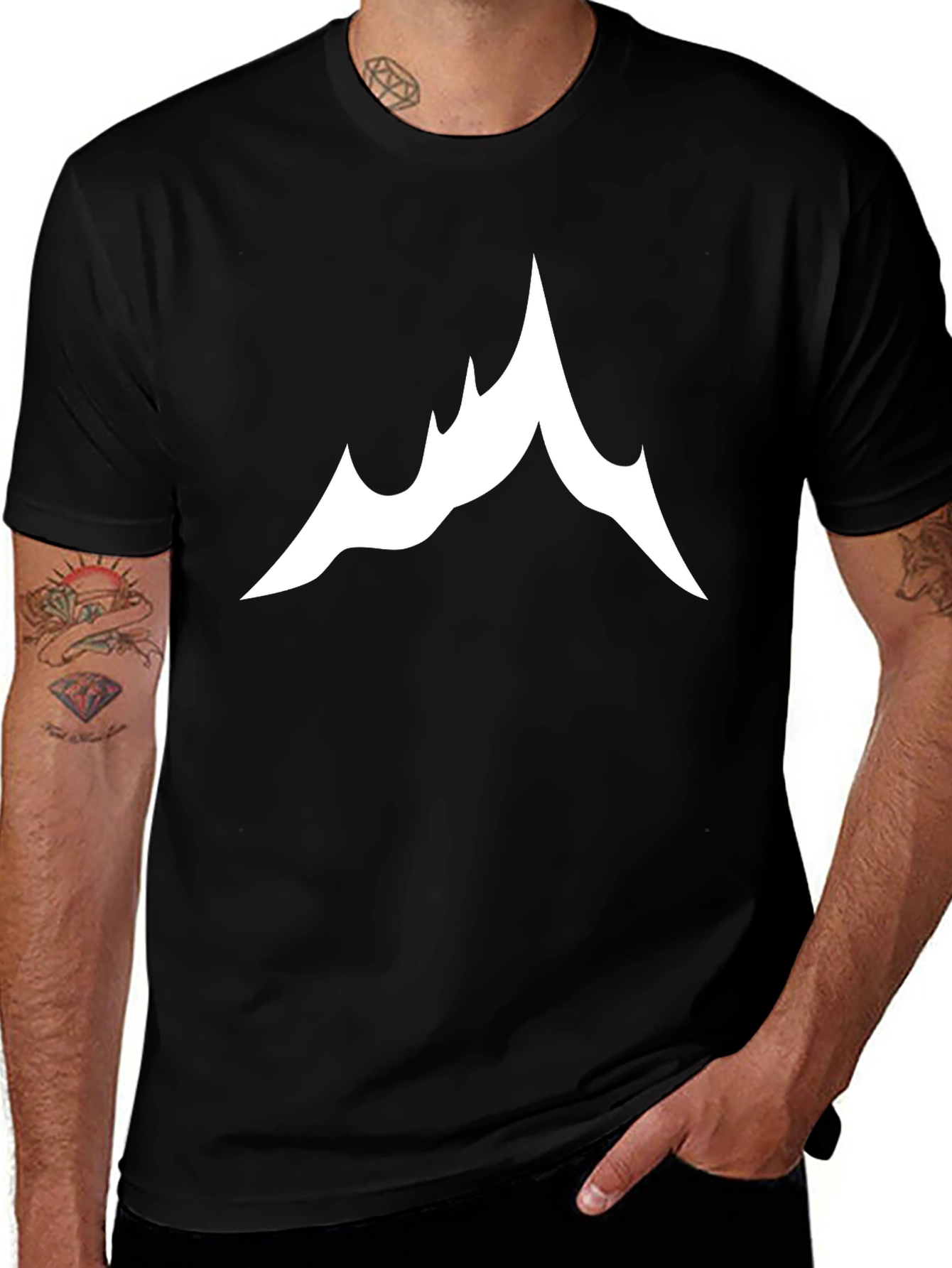 Mountain Peak Graphic Tee - Black Cotton T-Shirt
