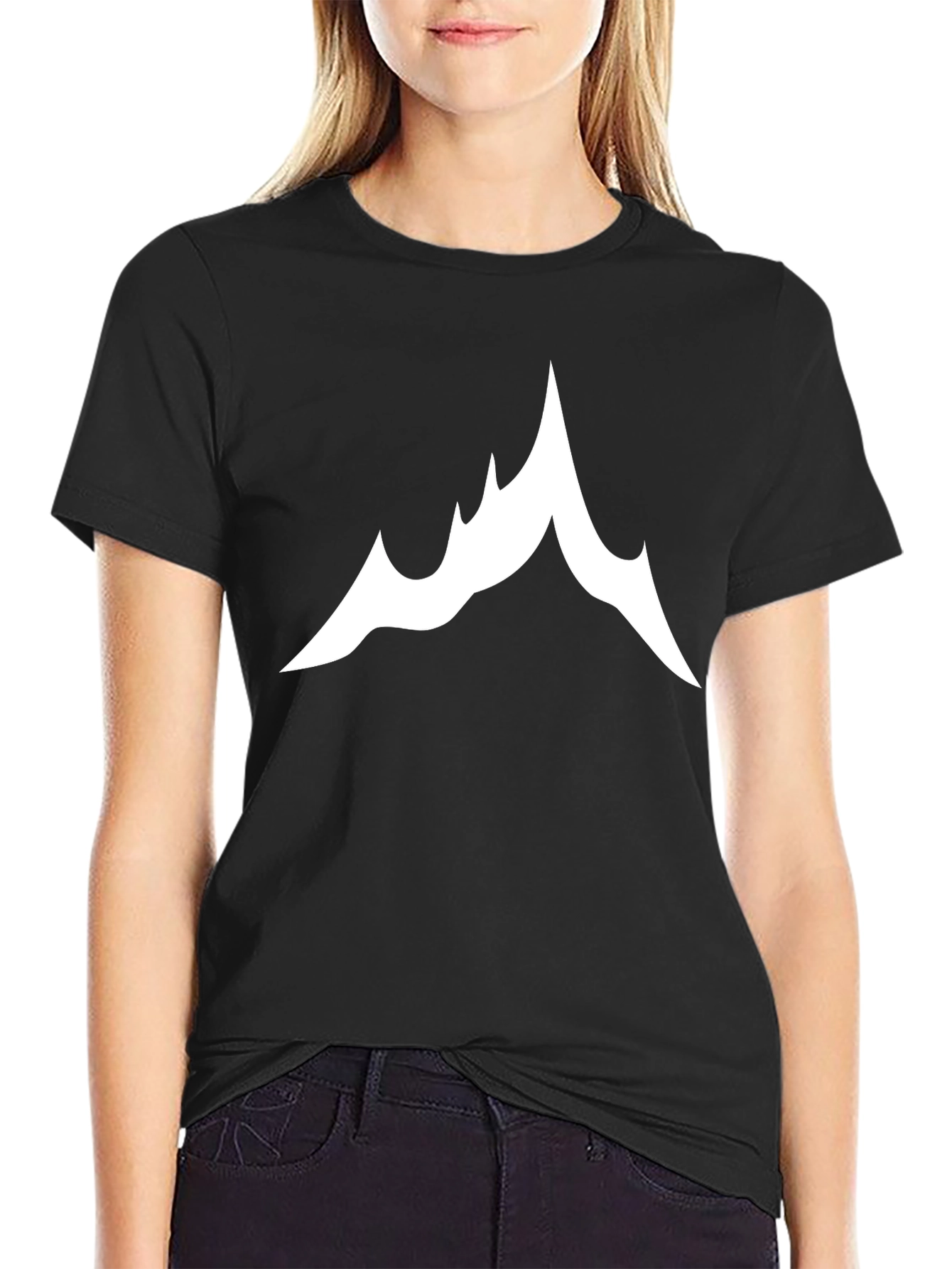 Mountain Peak Graphic Tee - Black Cotton T-Shirt