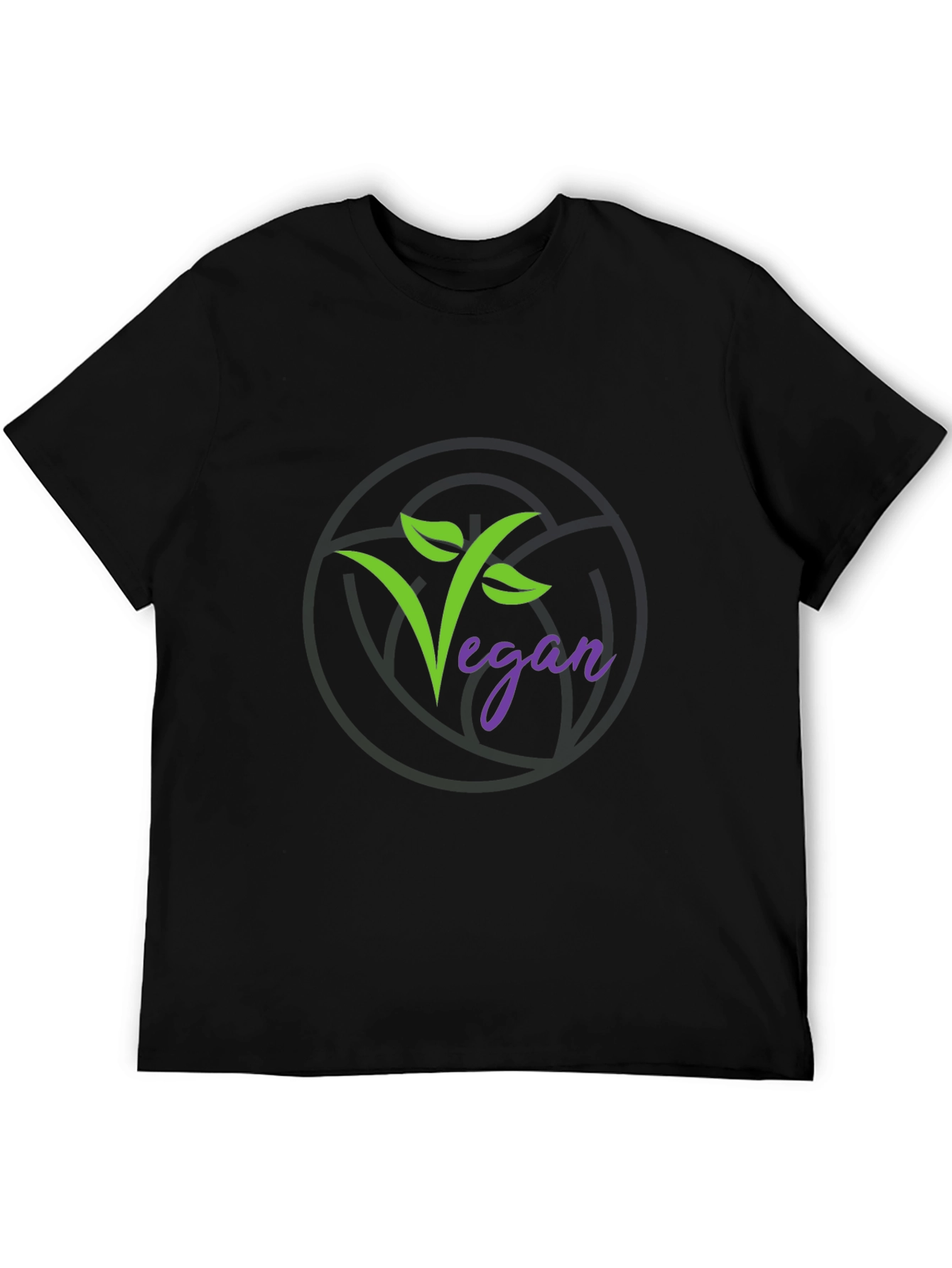 Vegan Black T-Shirt with Green and Purple Logo
