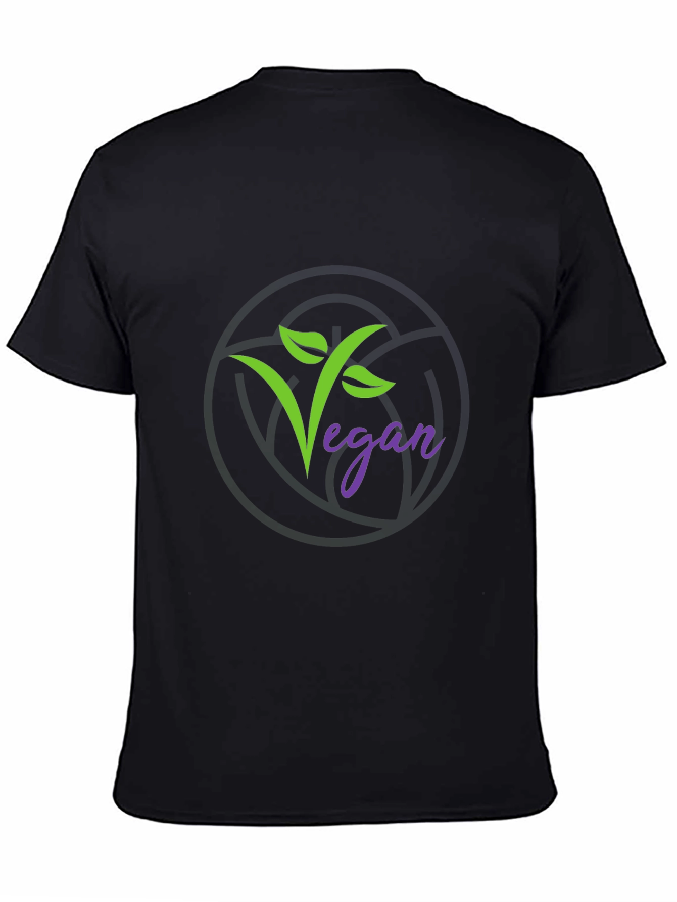 Vegan Black T-Shirt with Green and Purple Logo