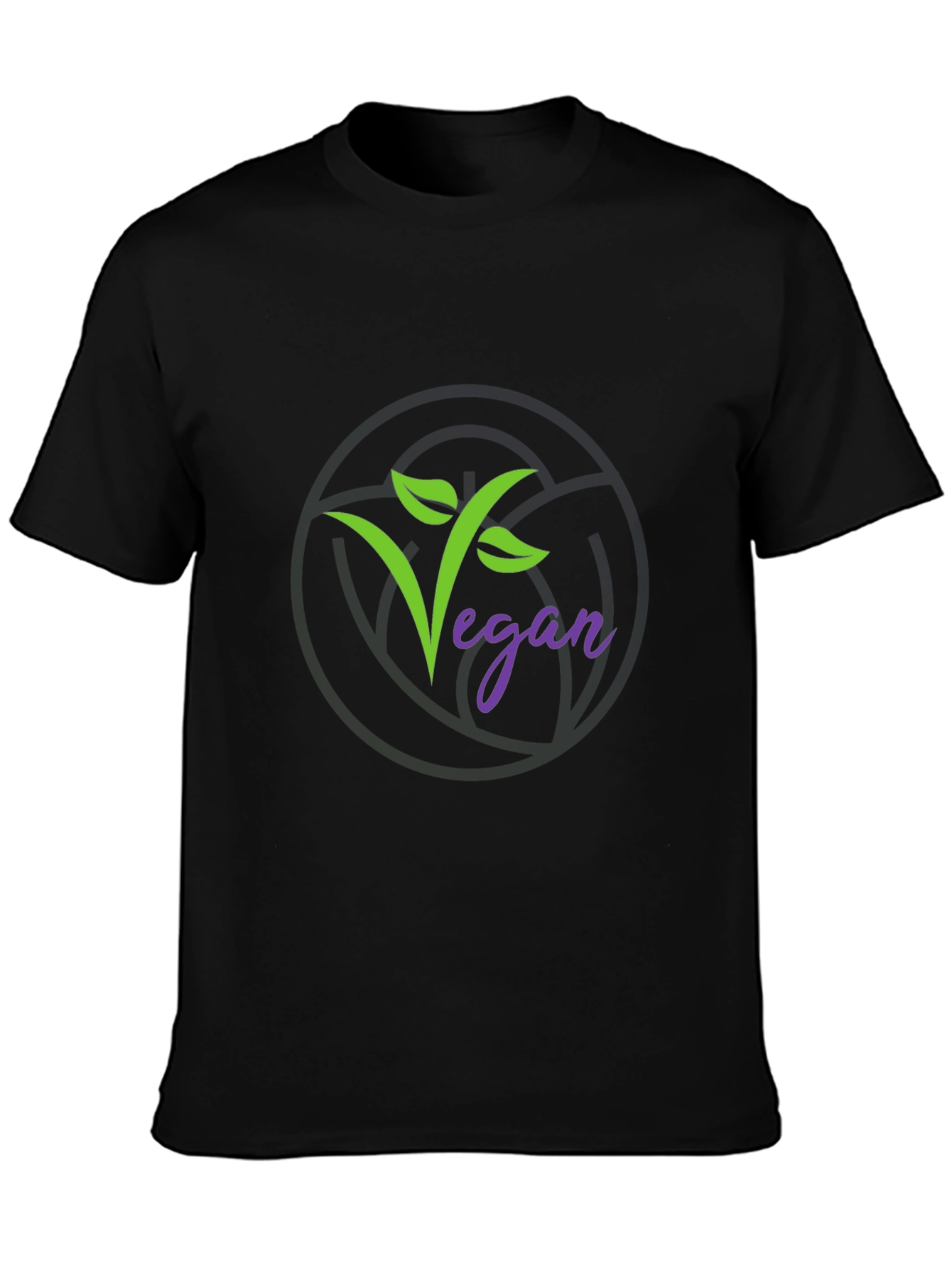 Vegan Black T-Shirt with Green and Purple Logo