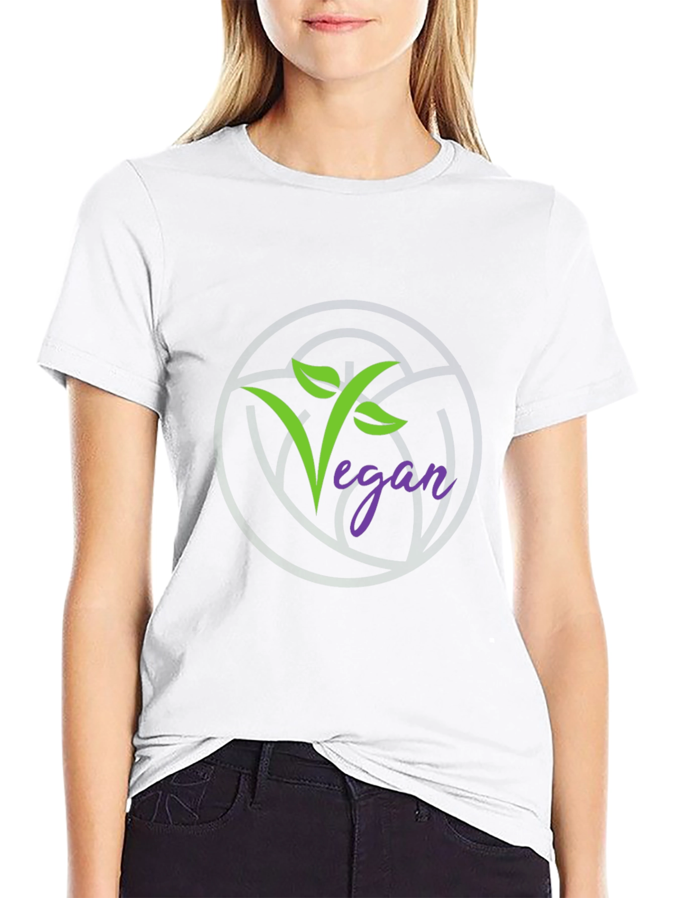 Vegan Black T-Shirt with Green and Purple Logo