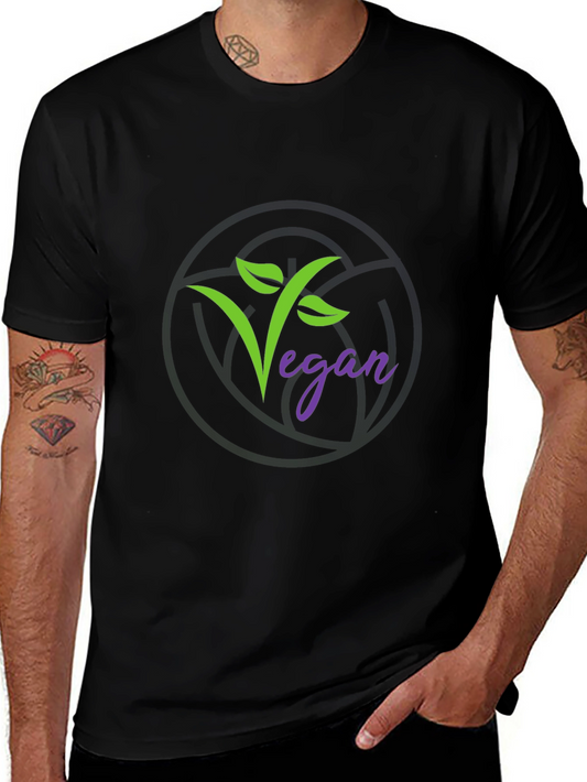 Vegan Black T-Shirt with Green and Purple Logo
