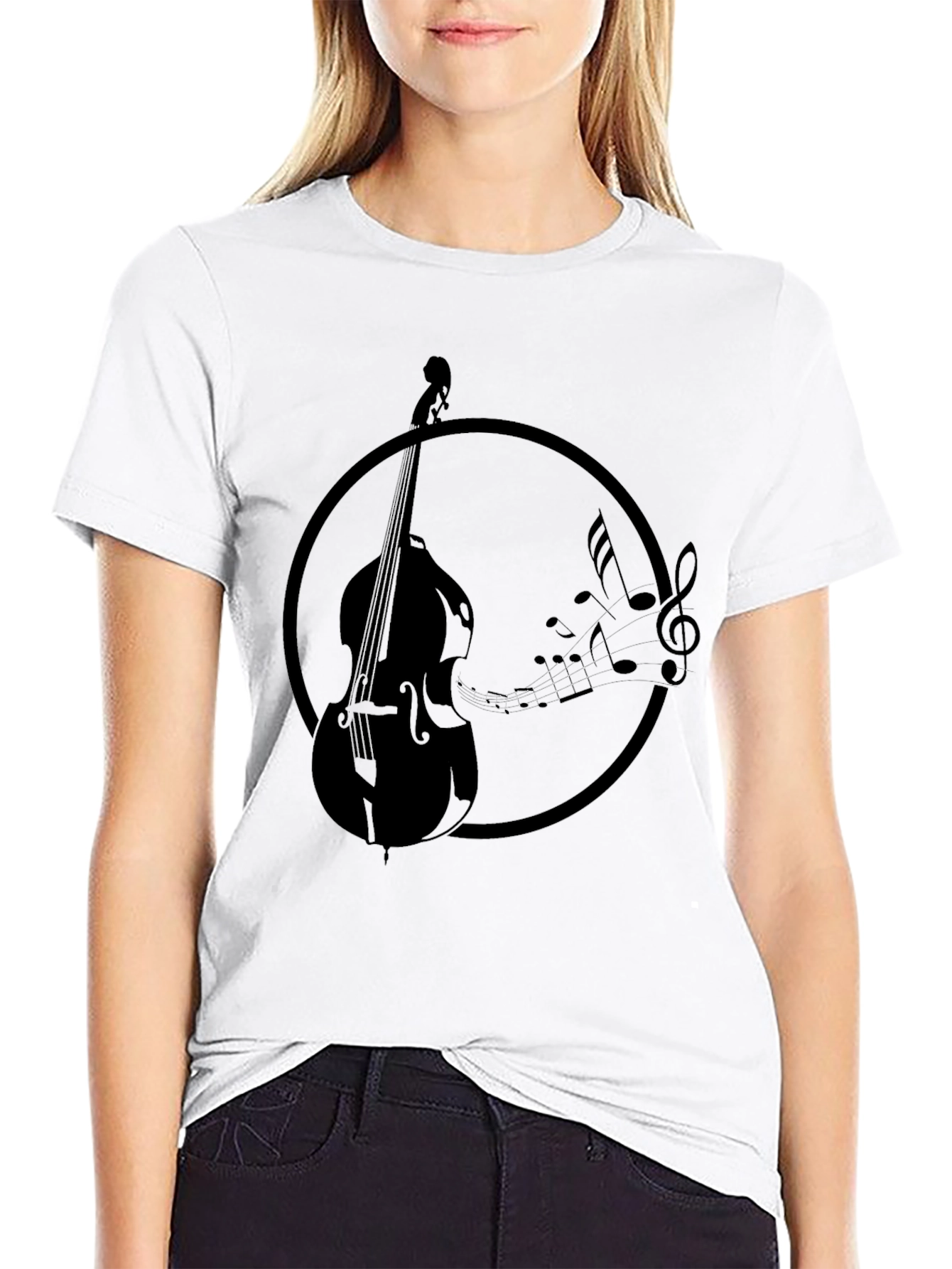 Bass & Music Notes T-Shirt - Black