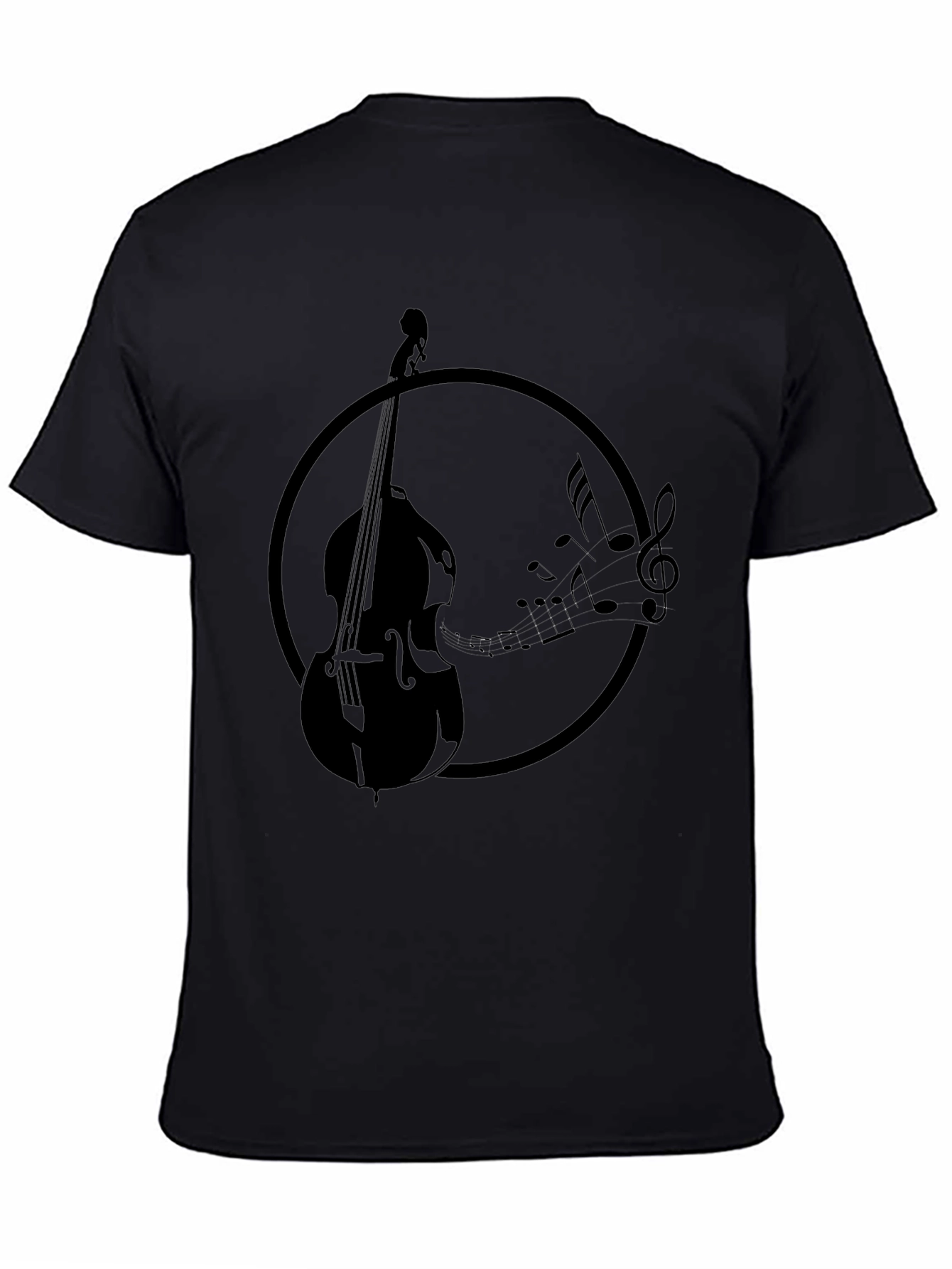 Bass & Music Notes T-Shirt - Black