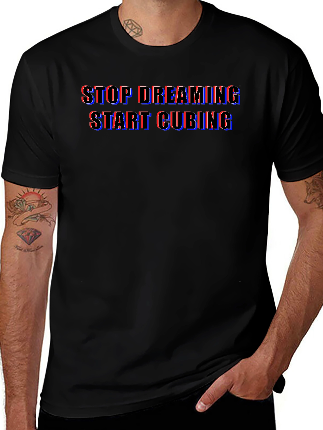 Stop Dreaming Start Cubing Black T-Shirt