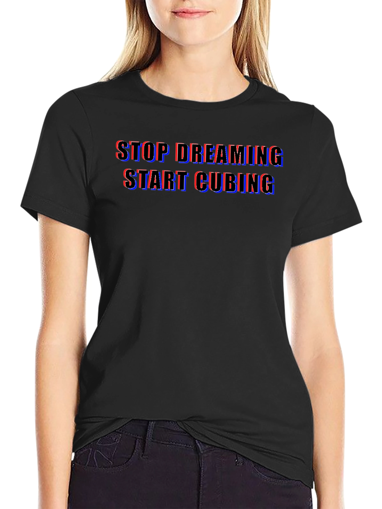 Stop Dreaming Start Cubing Black T-Shirt