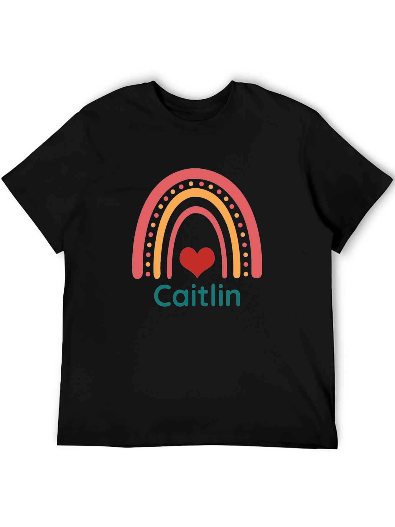 Caitlin Rainbow Heart Personalized T-Shirt