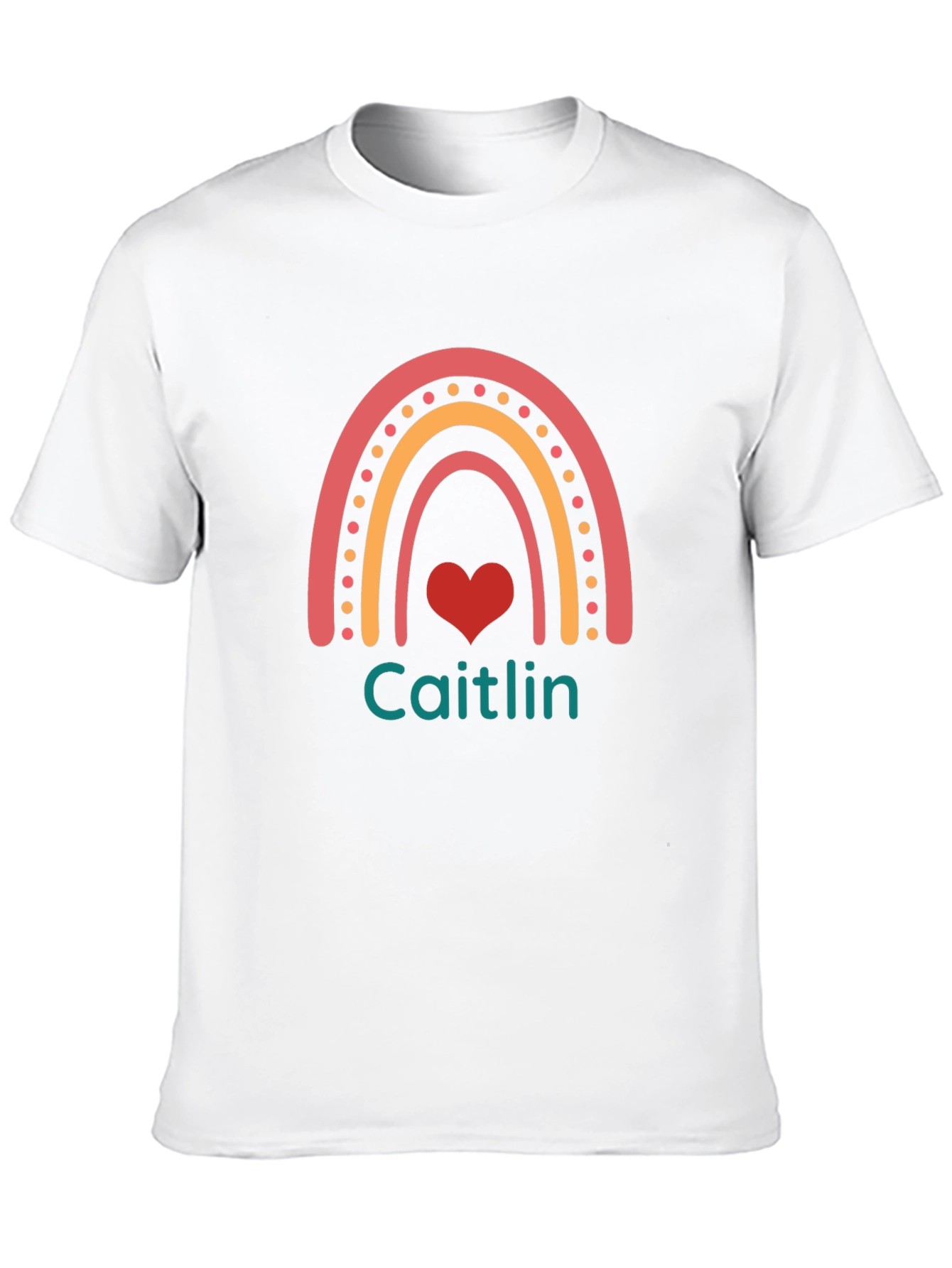 Caitlin Rainbow Heart Personalized T-Shirt
