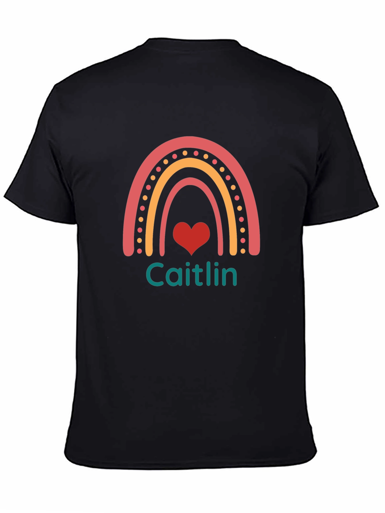 Caitlin Rainbow Heart Personalized T-Shirt