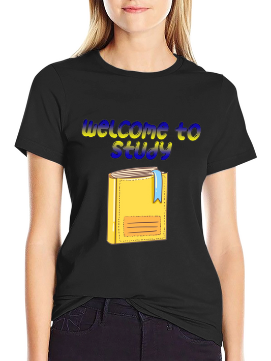 Welcome to Study Graphic T-Shirt - Black Cotton Tee
