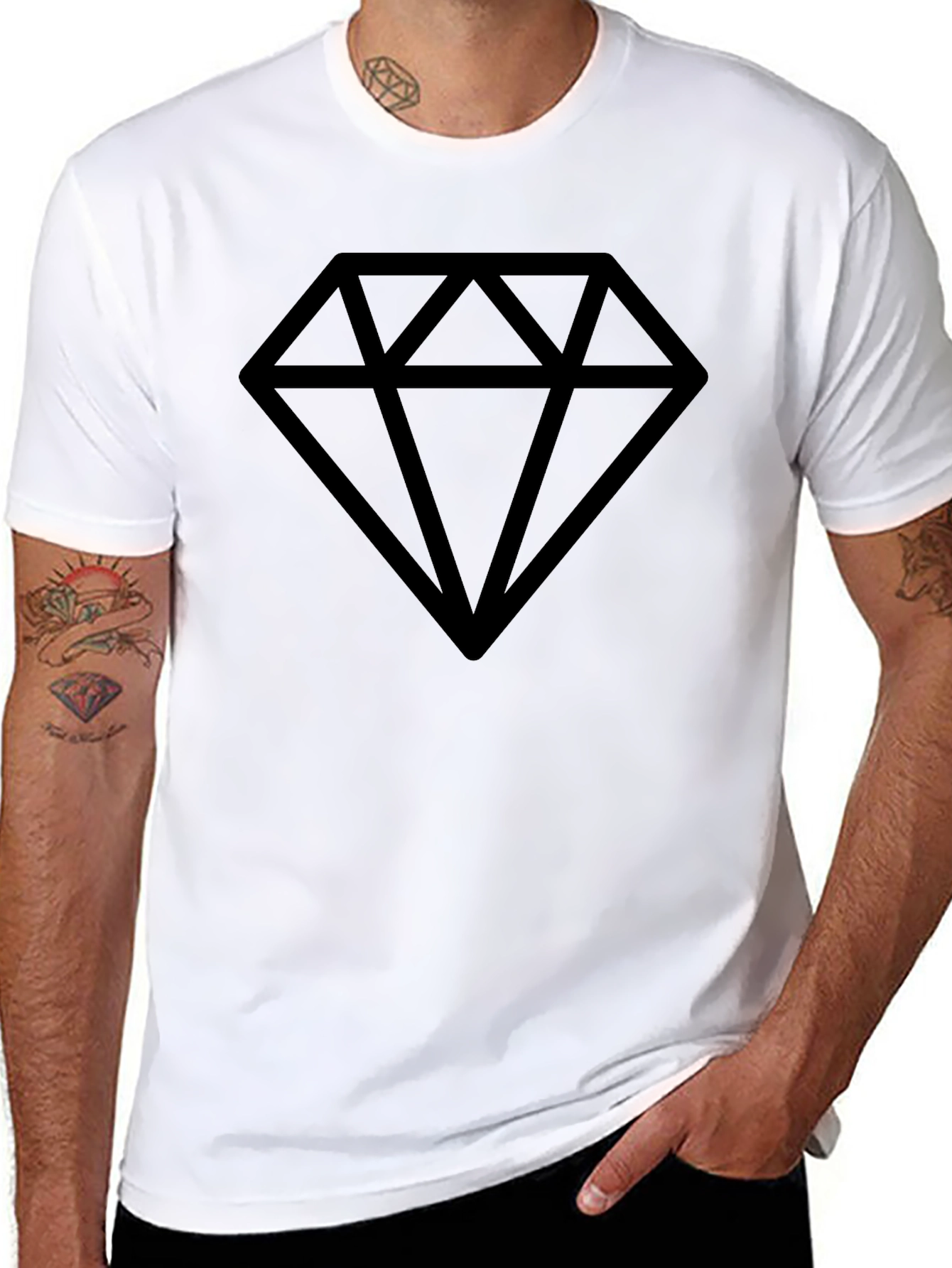Diamond Graphic Black T-Shirt - Modern & Stylish