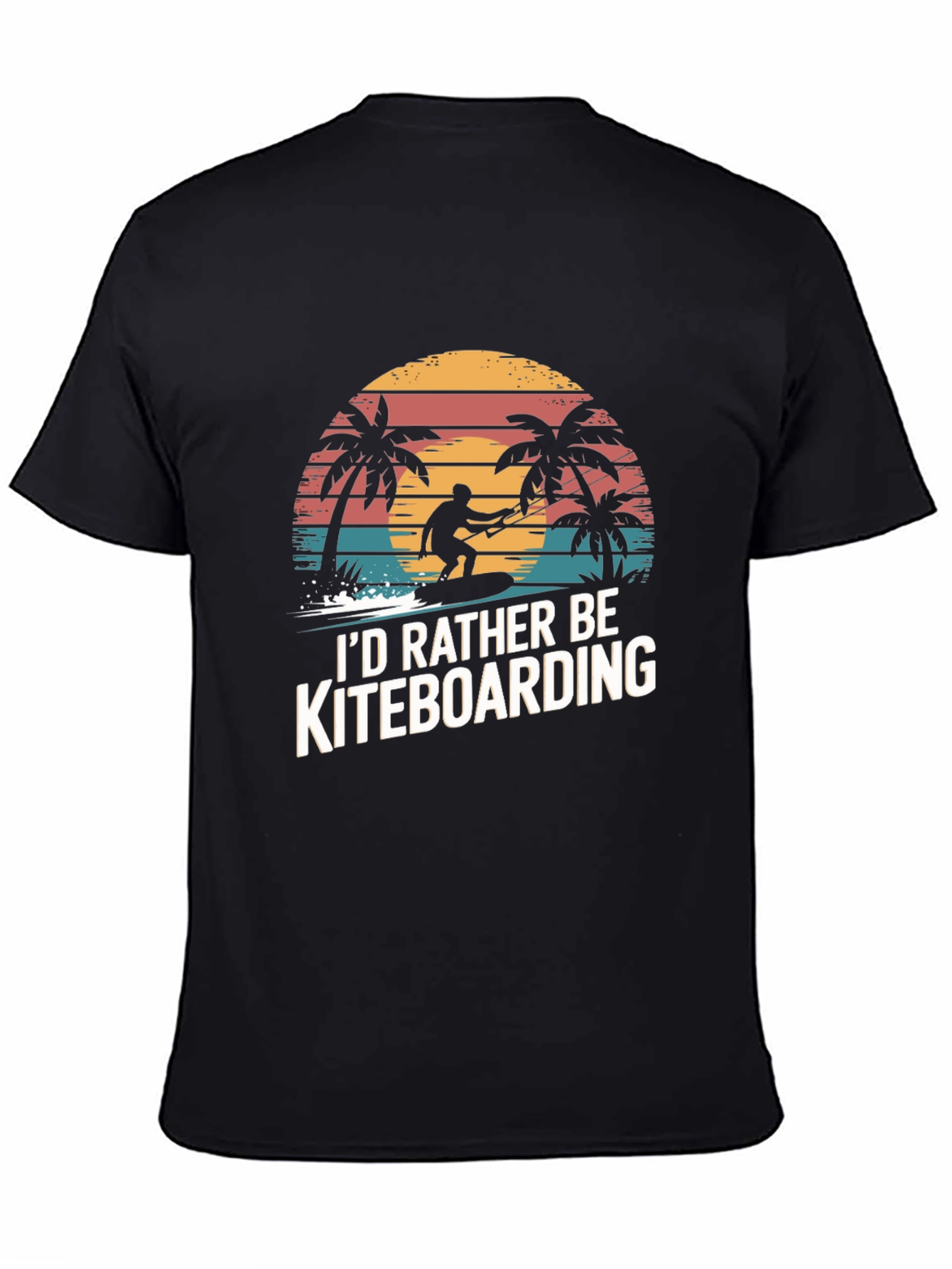 Kiteboarding T-Shirt - Palm Tree Sunset Design