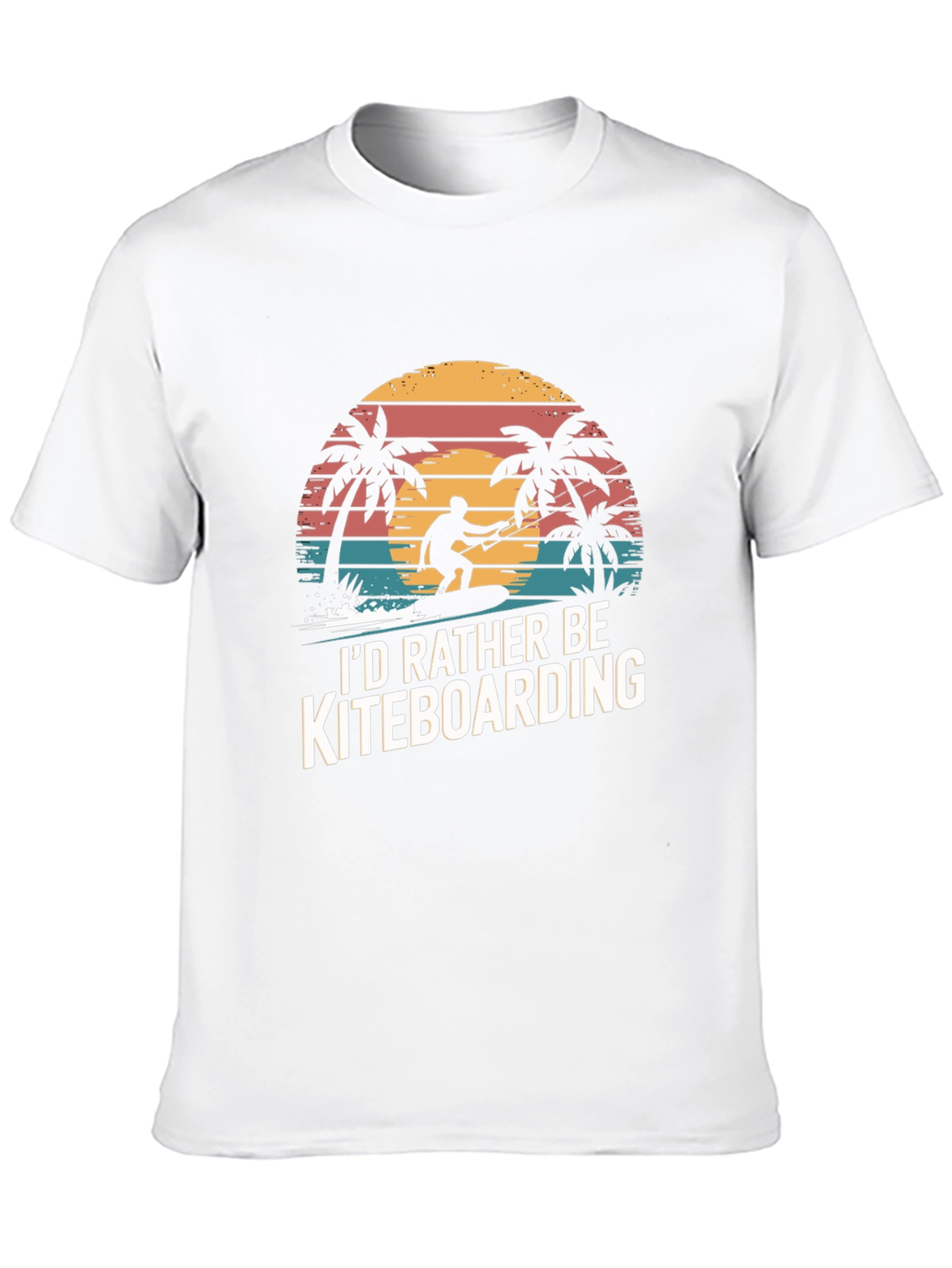 Kiteboarding T-Shirt - Palm Tree Sunset Design