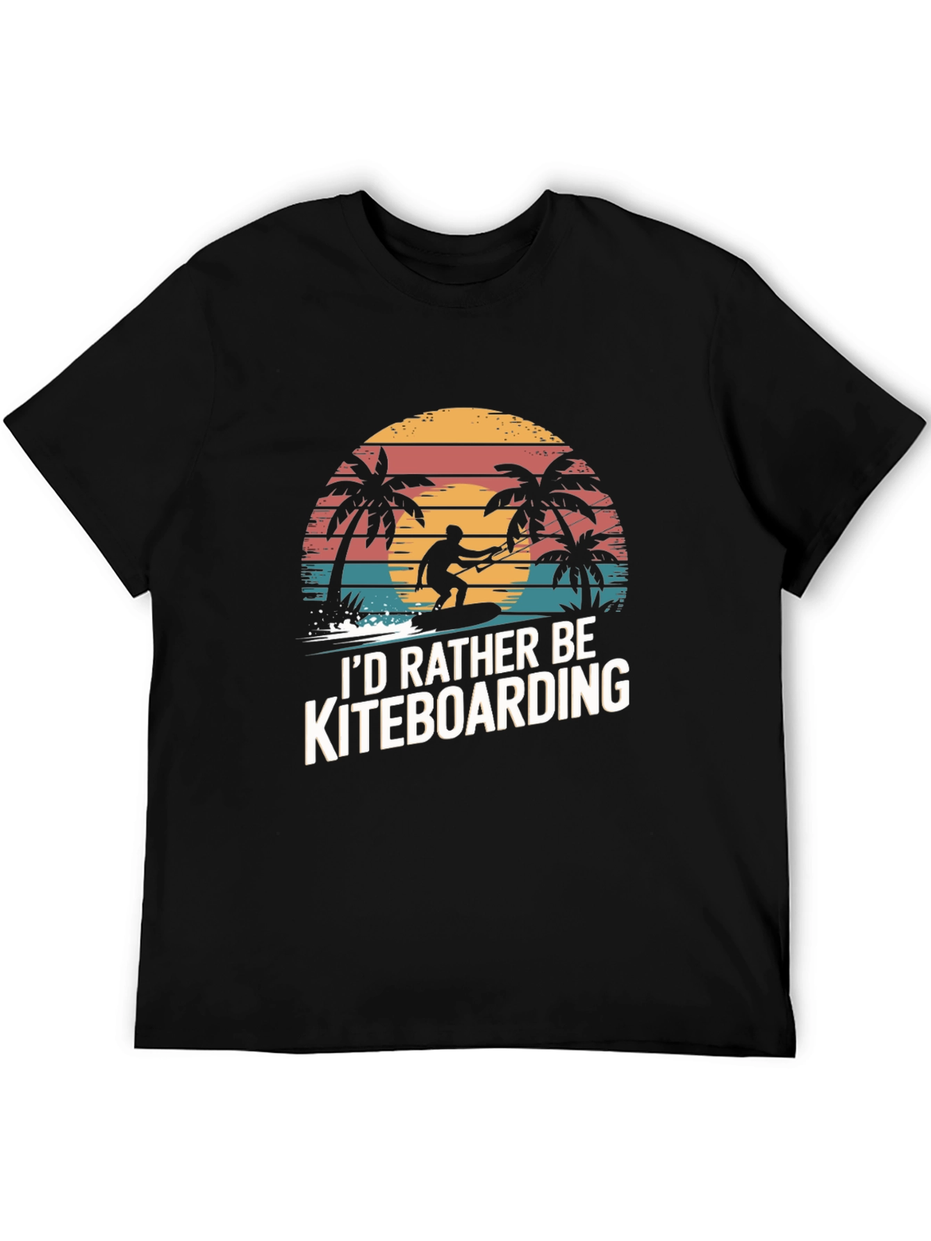 Kiteboarding T-Shirt - Palm Tree Sunset Design