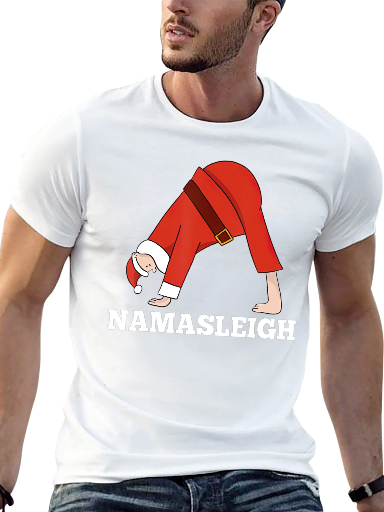 Namasleigh Santa Yoga Black T-Shirt