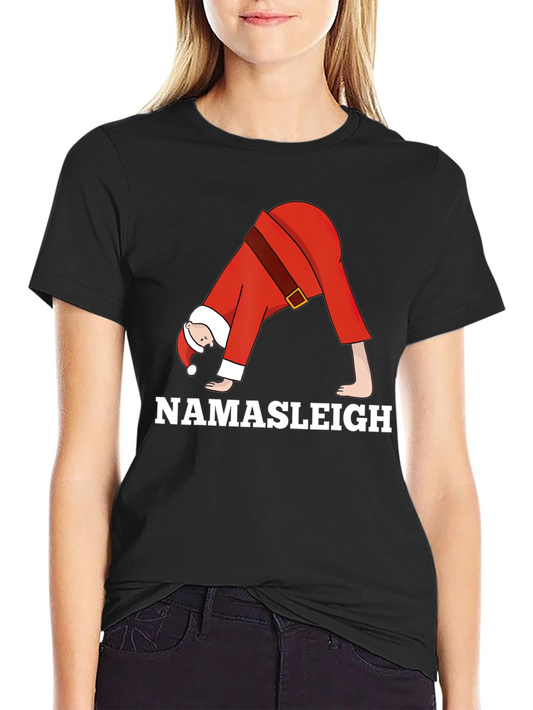Namasleigh Santa Yoga Black T-Shirt