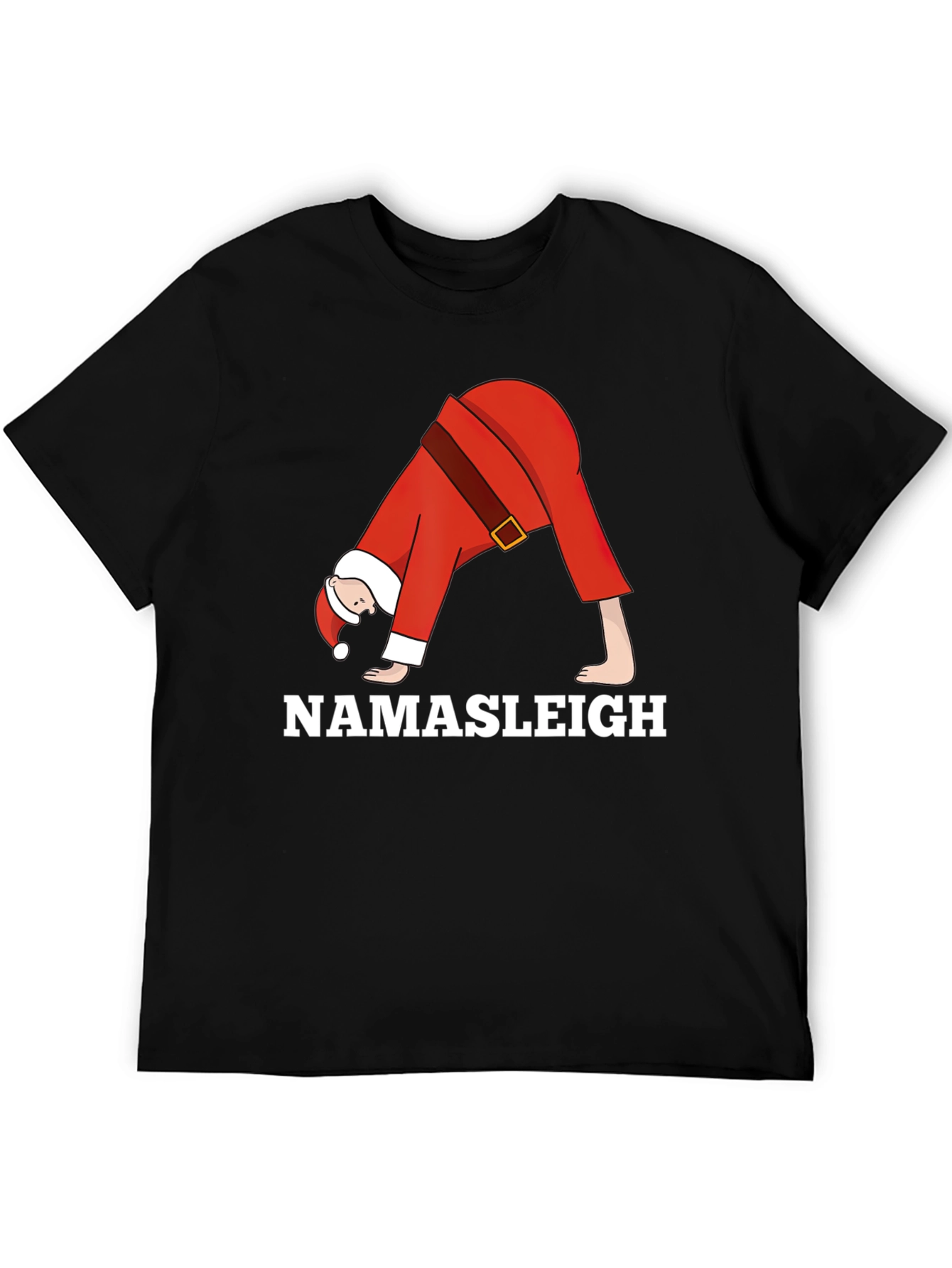 Namasleigh Santa Yoga Black T-Shirt