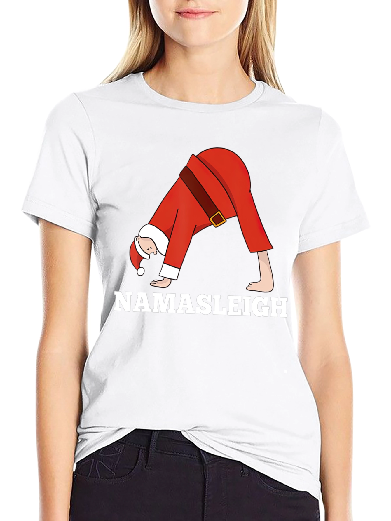 Namasleigh Santa Yoga Black T-Shirt