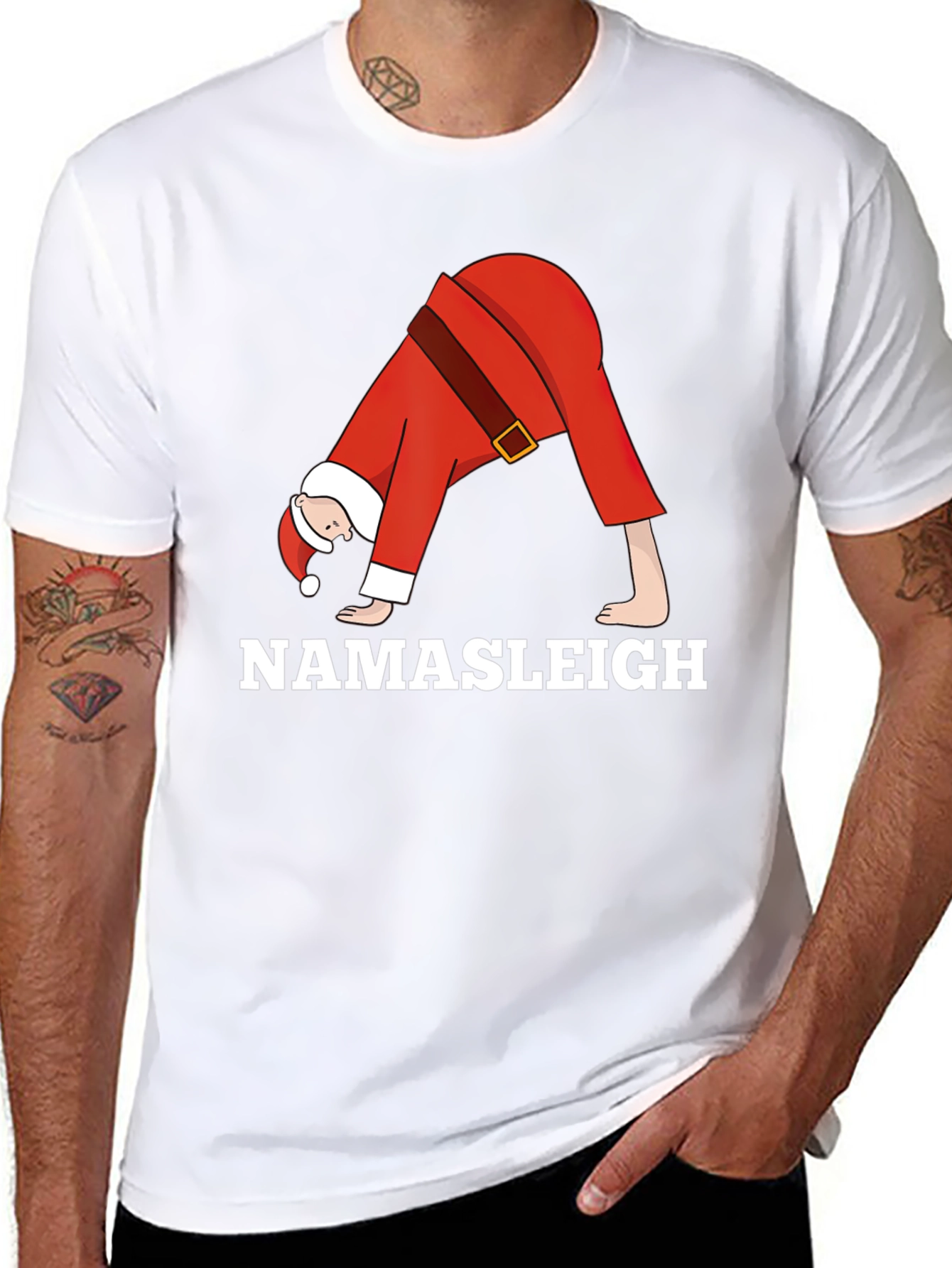 Namasleigh Santa Yoga Black T-Shirt