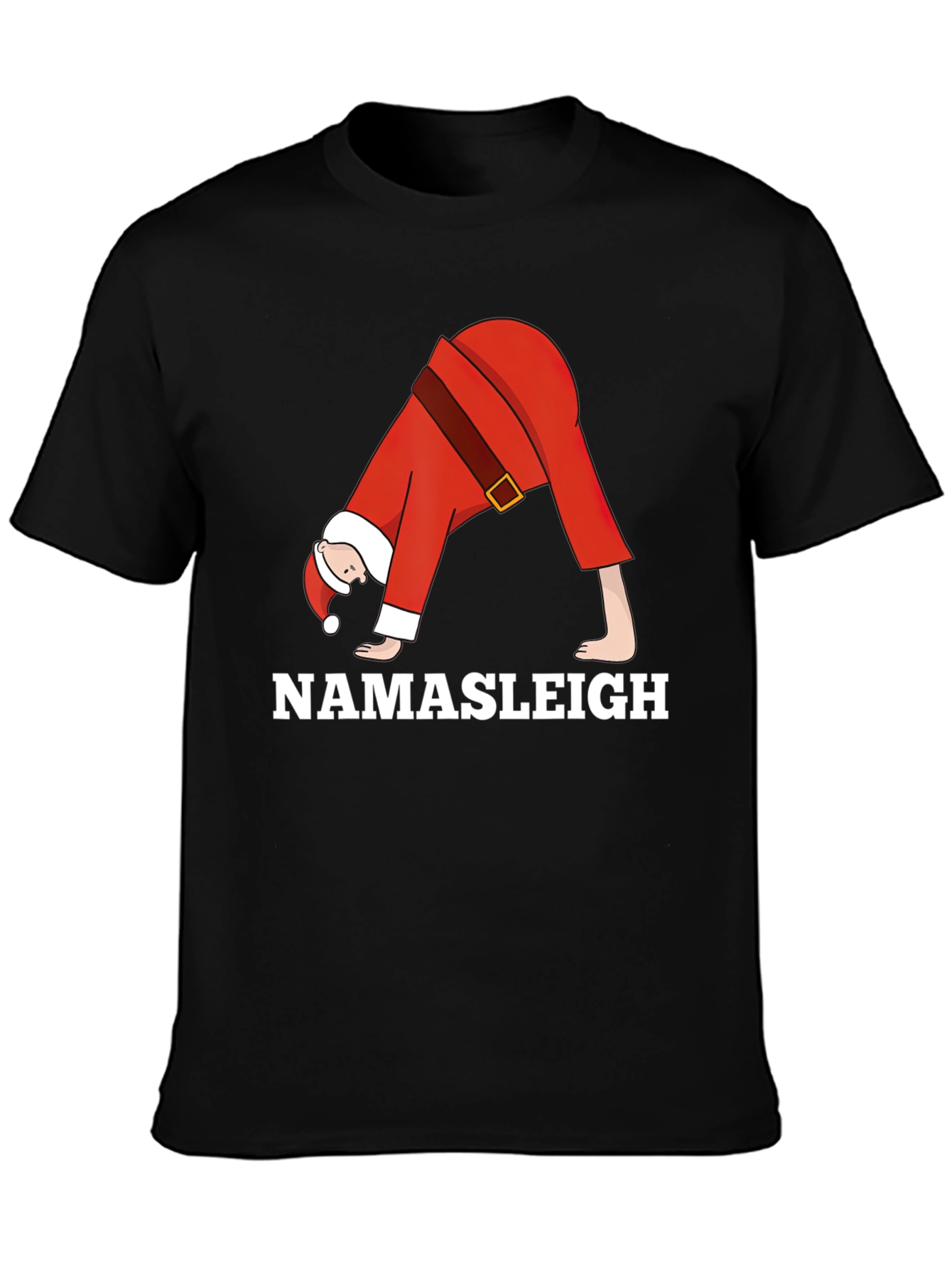 Namasleigh Santa Yoga Black T-Shirt