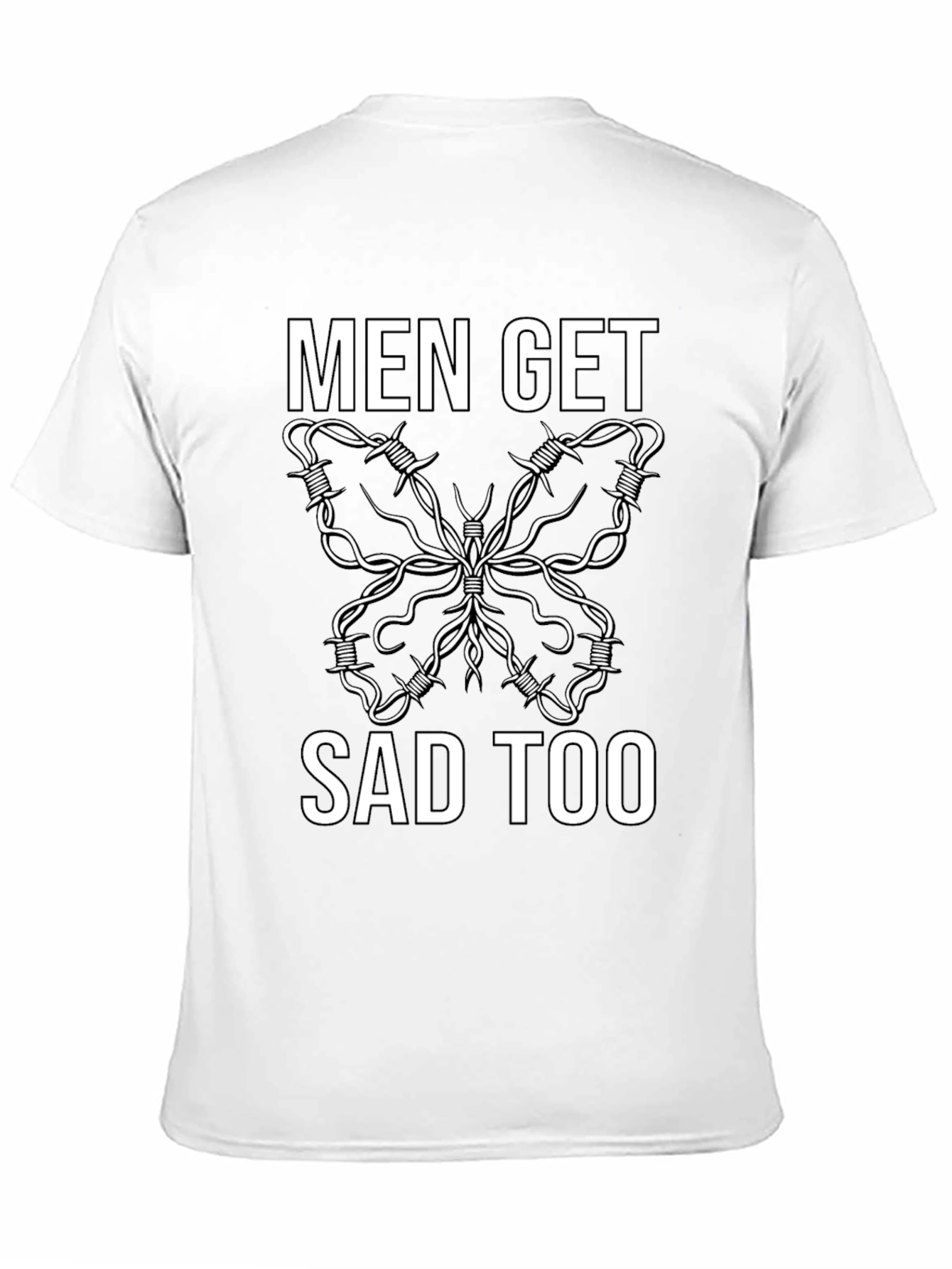 Men Get Sad Too Butterfly Barbed Wire Tee