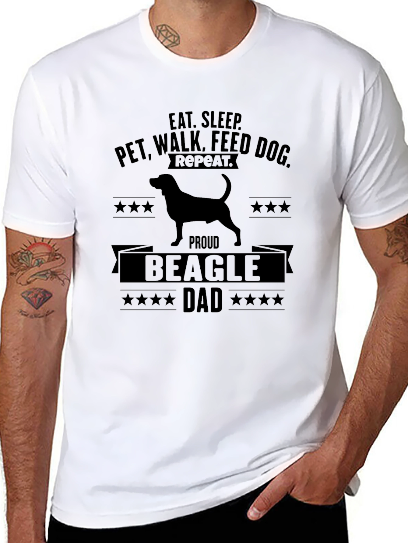 Beagle Dad T-Shirt | Eat Sleep Pet Dog Repeat Tee | Funny Dog Lover Gift | Free Shipping $50+
