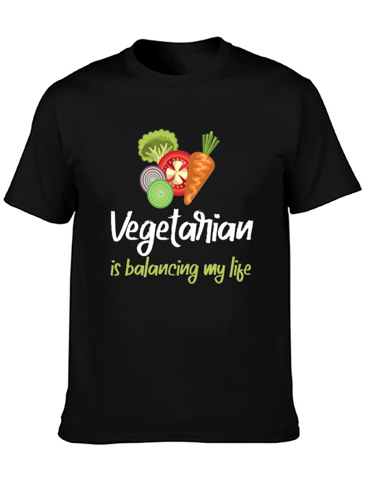 Vegetarian Balancing Life Black T-Shirt