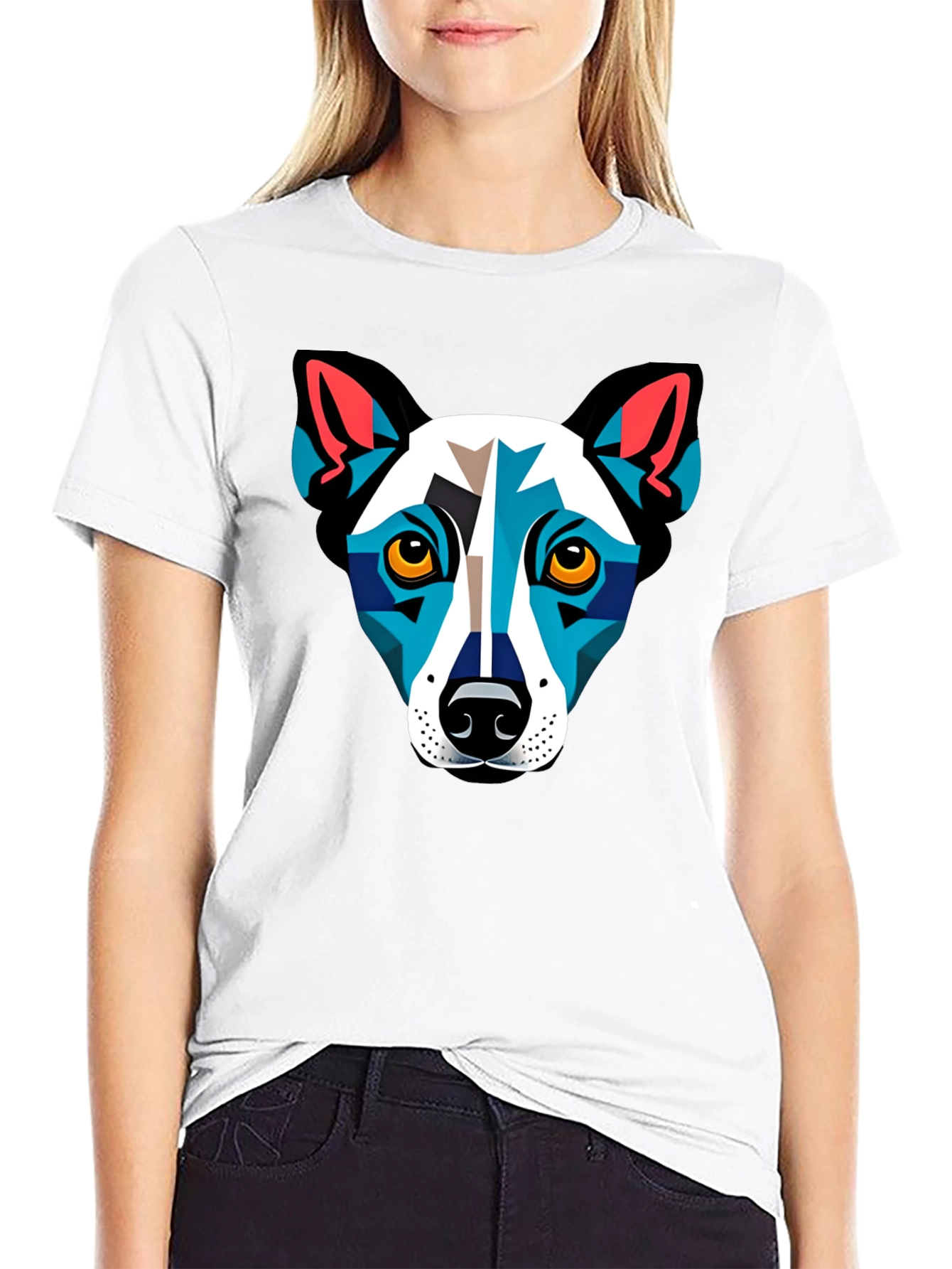 Dog Geometric Art Black T-Shirt