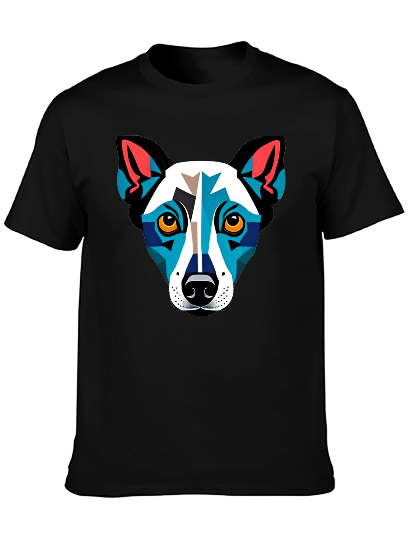 Dog Geometric Art Black T-Shirt