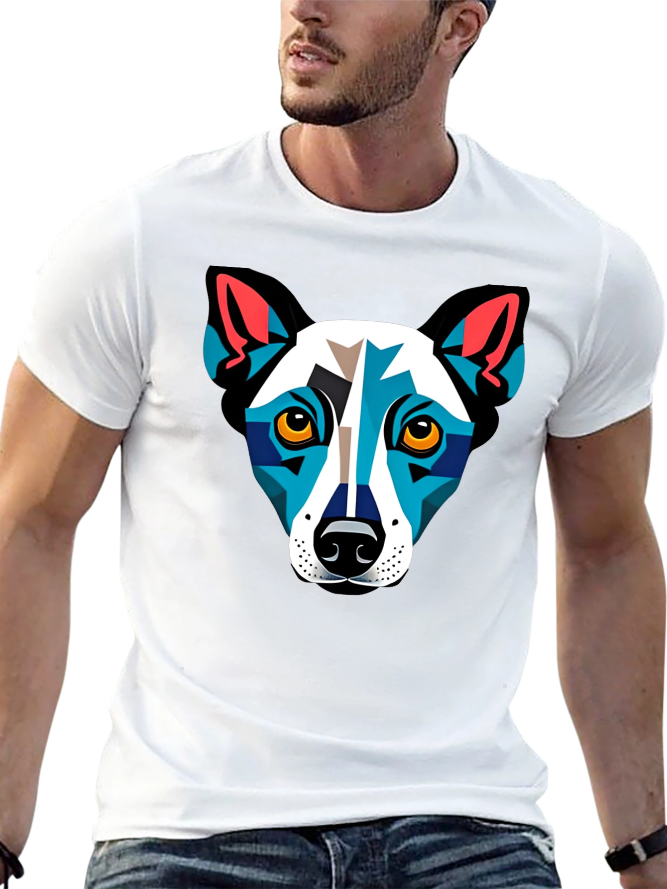 Dog Geometric Art Black T-Shirt