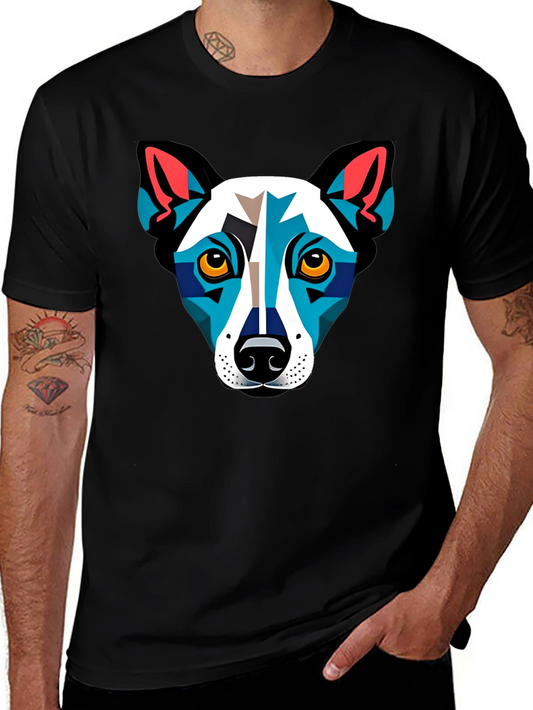 Dog Geometric Art Black T-Shirt