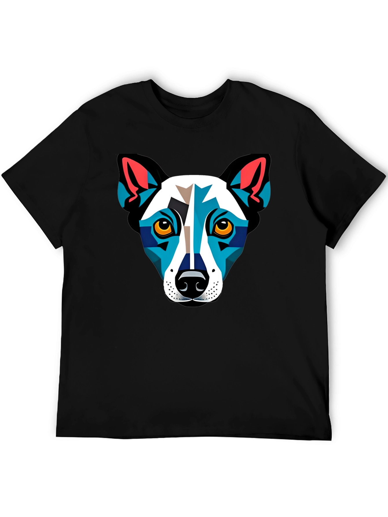 Dog Geometric Art Black T-Shirt