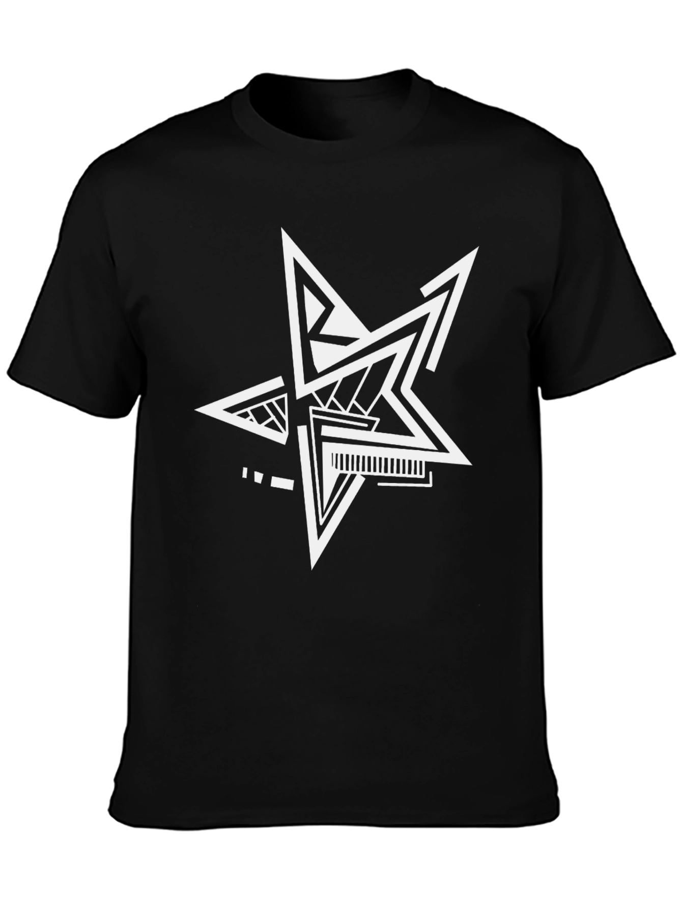 Modern Geometric Star T-Shirt - Black Cotton Tee