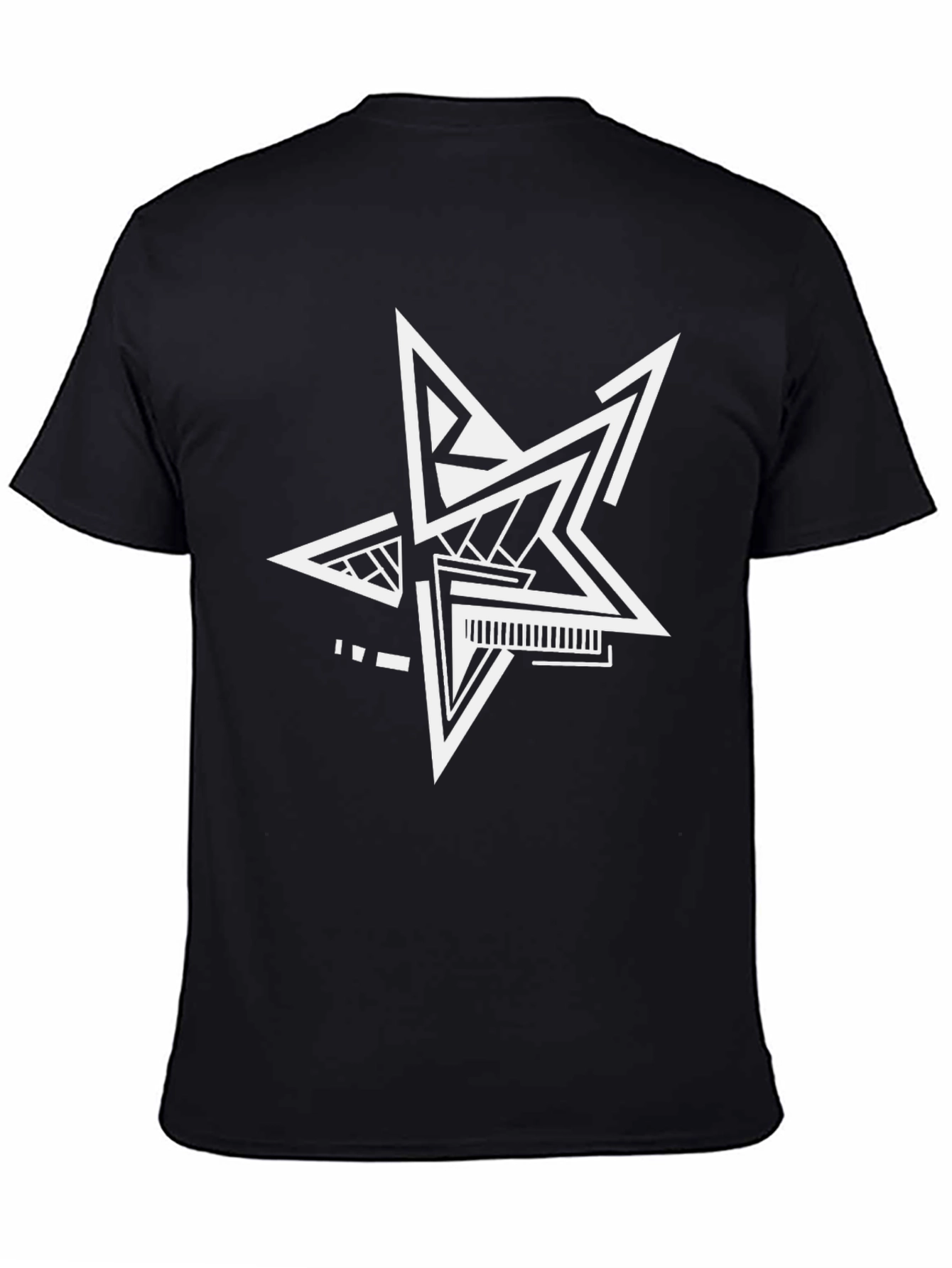 Modern Geometric Star T-Shirt - Black Cotton Tee
