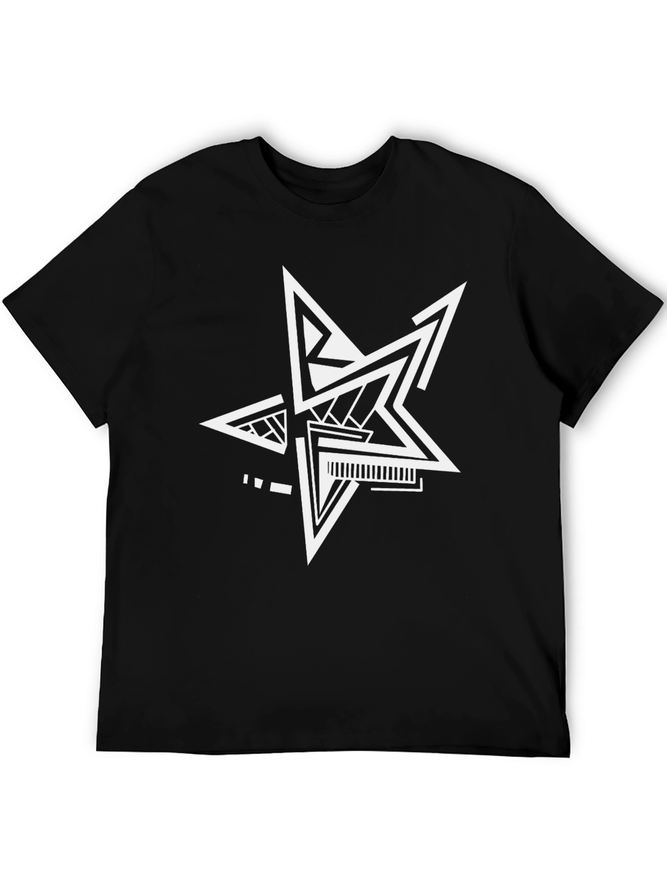 Modern Geometric Star T-Shirt - Black Cotton Tee