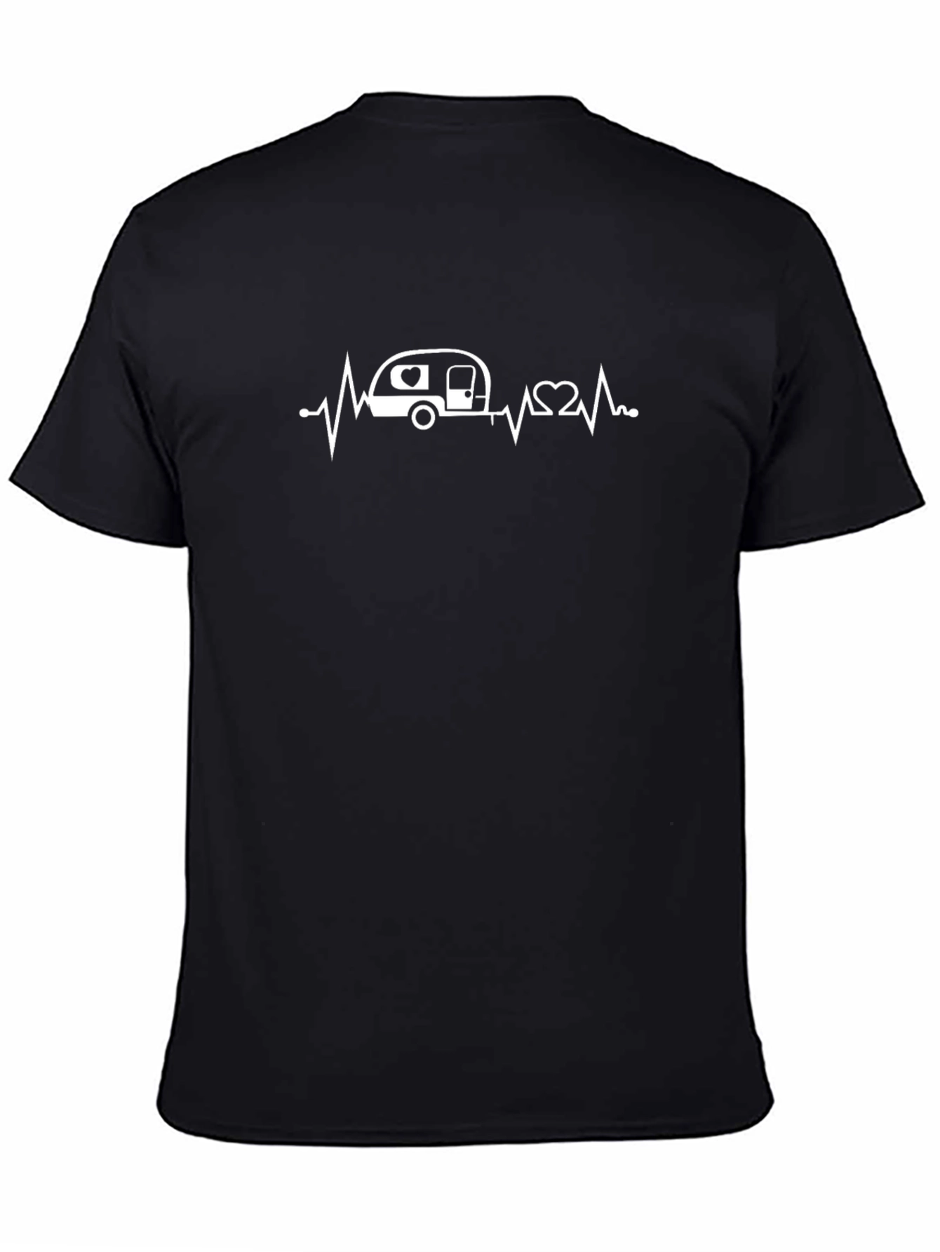 Camping Heartbeat Graphic Tee - Black