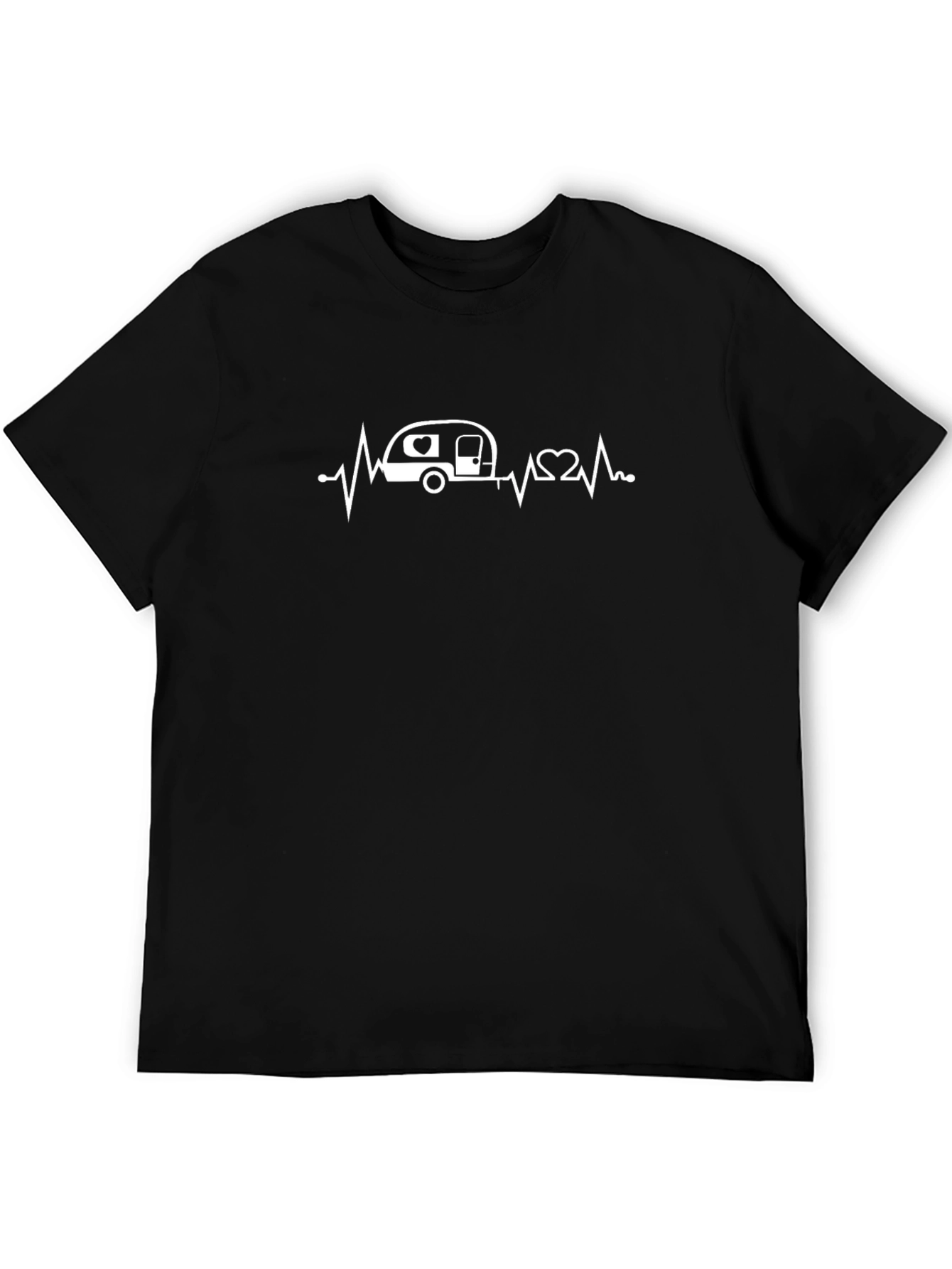 Camping Heartbeat Graphic Tee - Black
