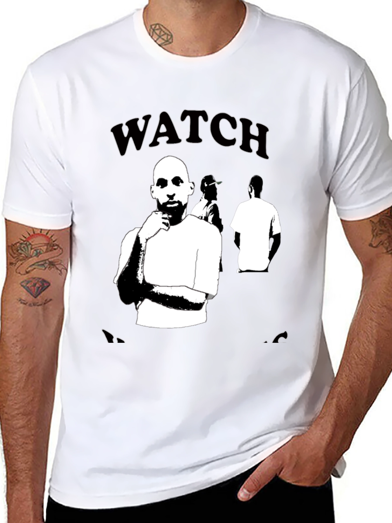 Watch Us Black Graphic Tee for Men
