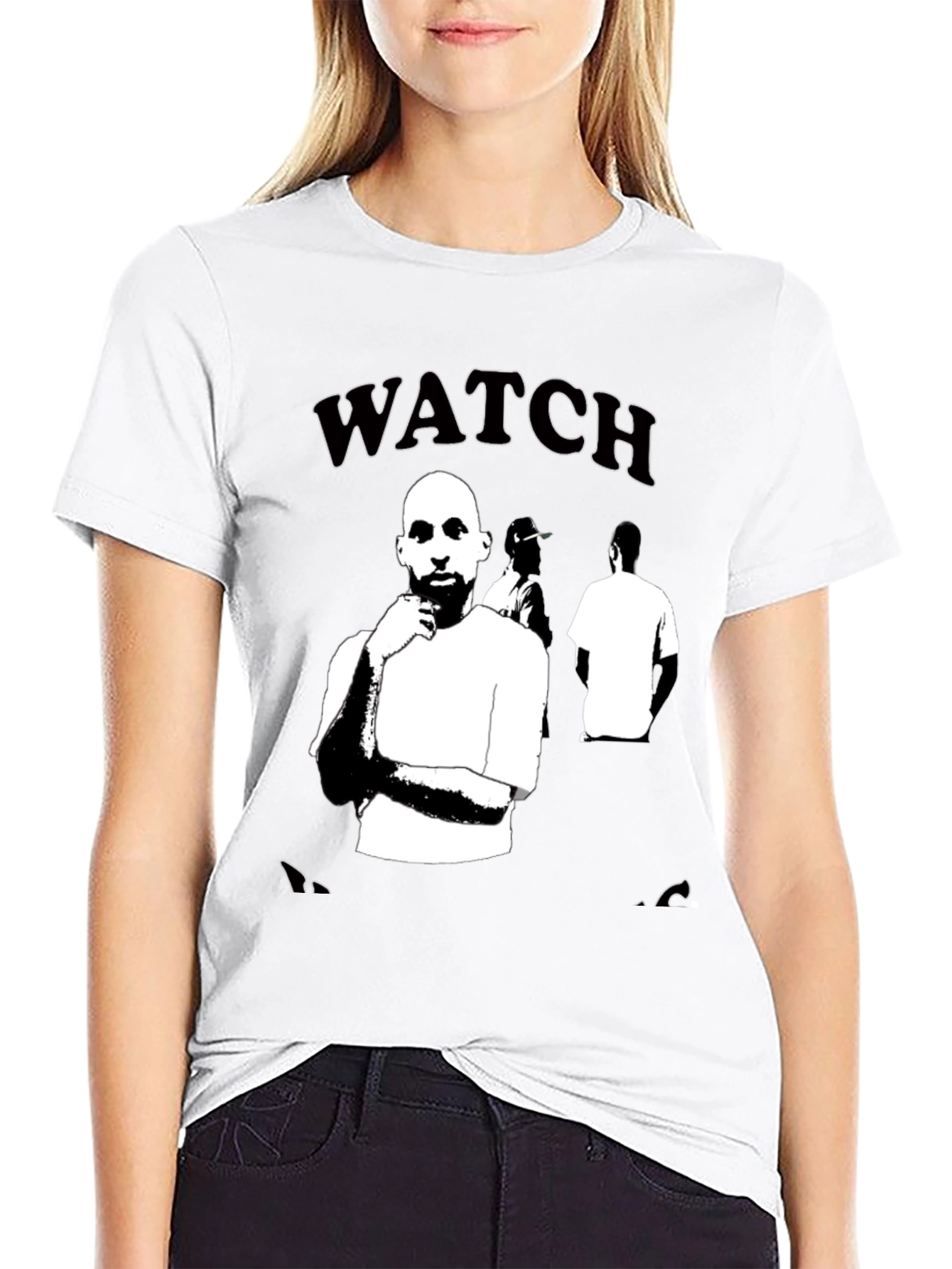 Watch Us Black Graphic Tee for Men
